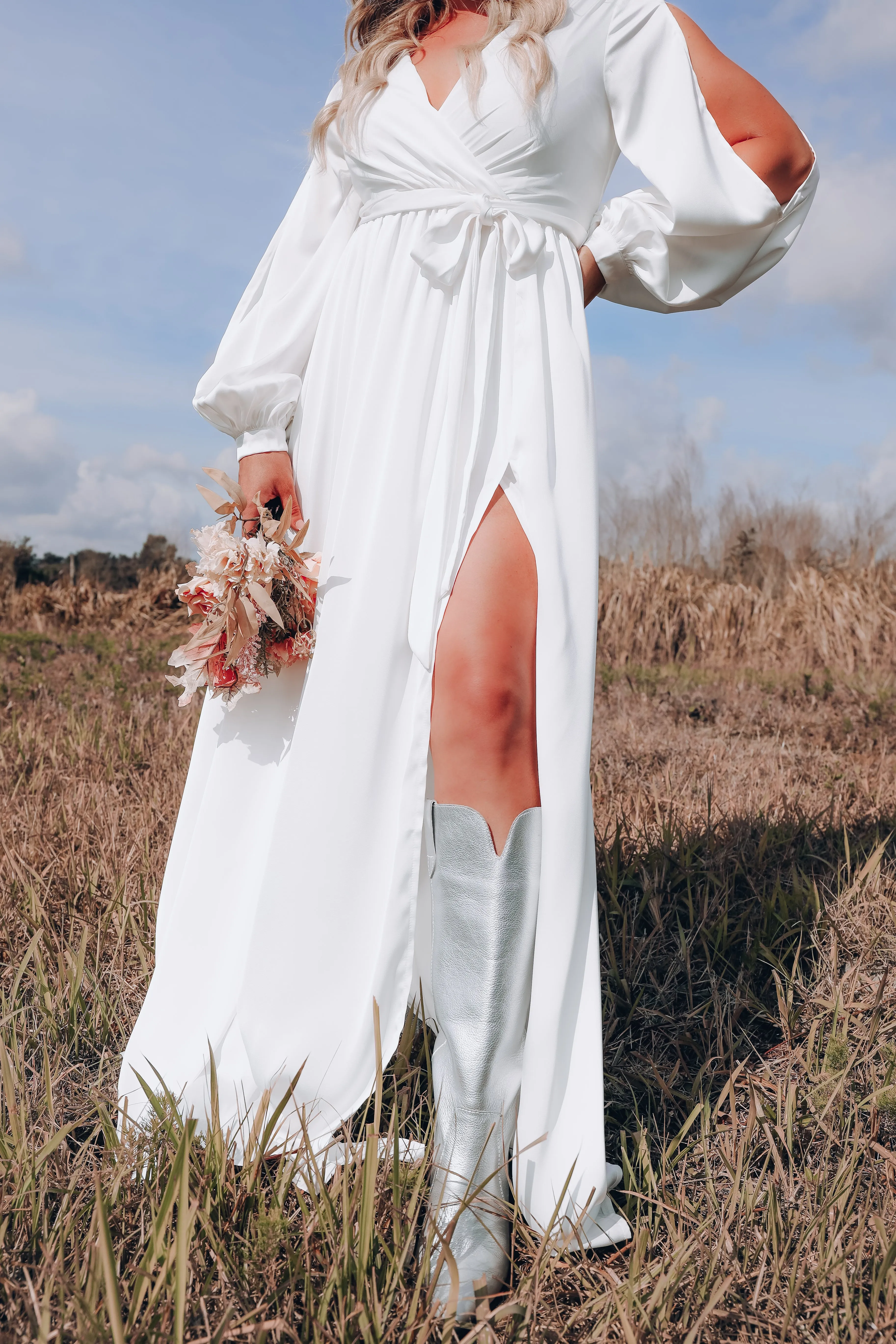 One And Only Satin Surplice Gown
