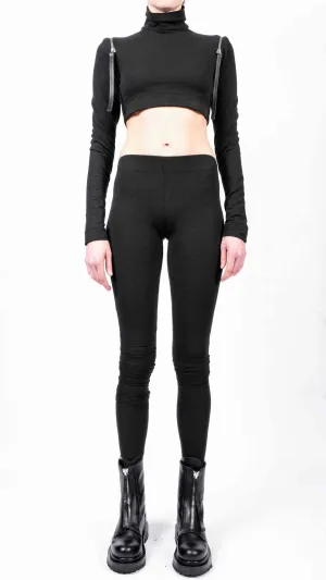 Organic Cotton Turtleneck Crop Top with Zippers