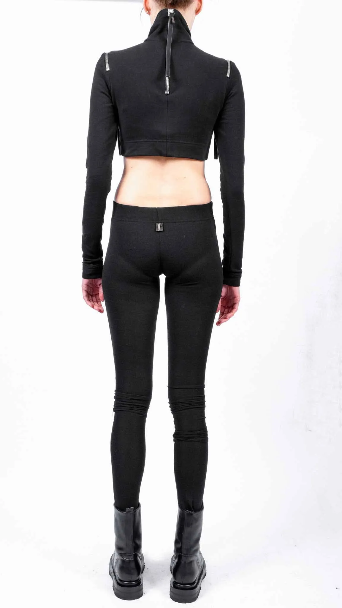 Organic Cotton Turtleneck Crop Top with Zippers