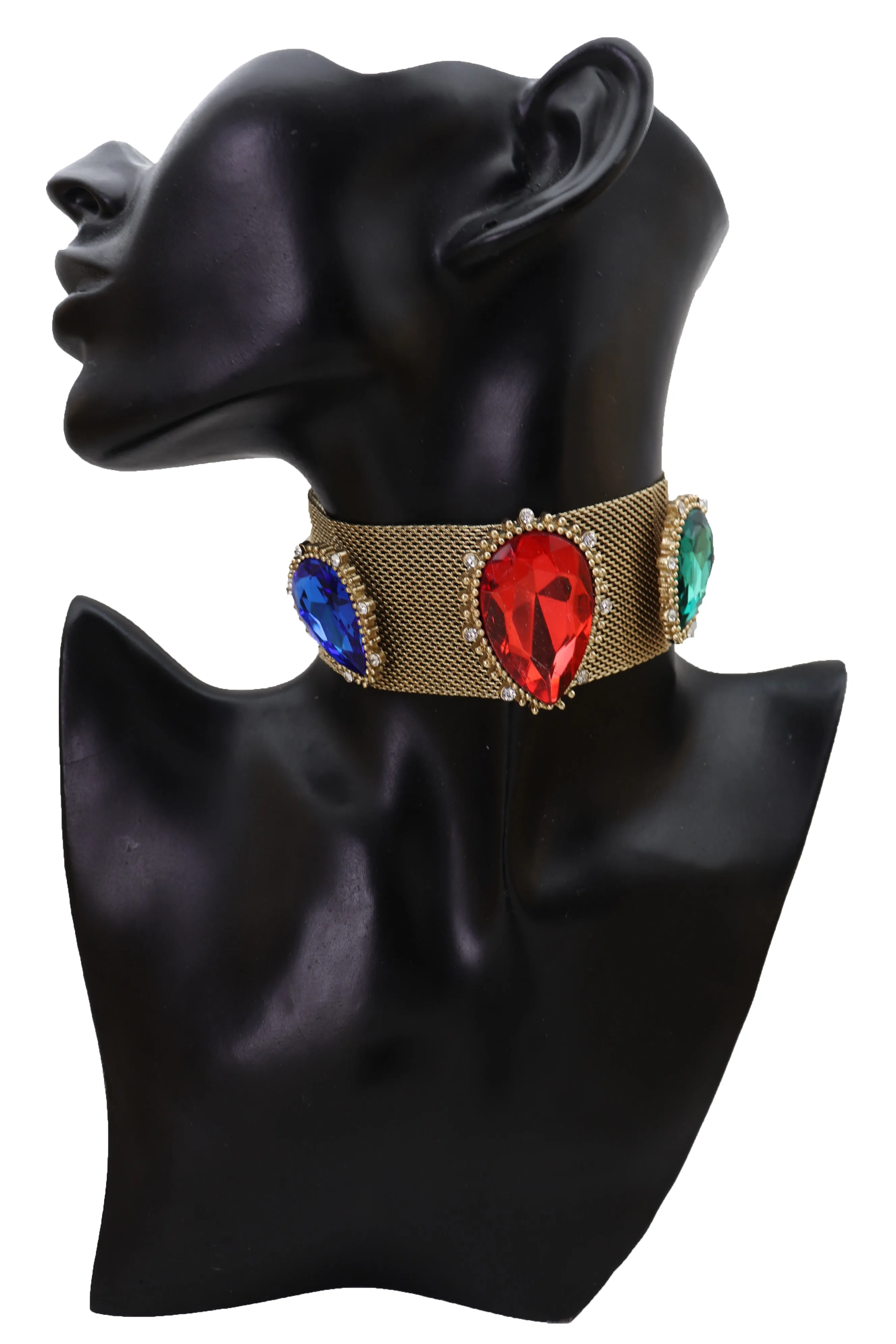 Oversized Jeweled Beads Mesh Choker Necklace