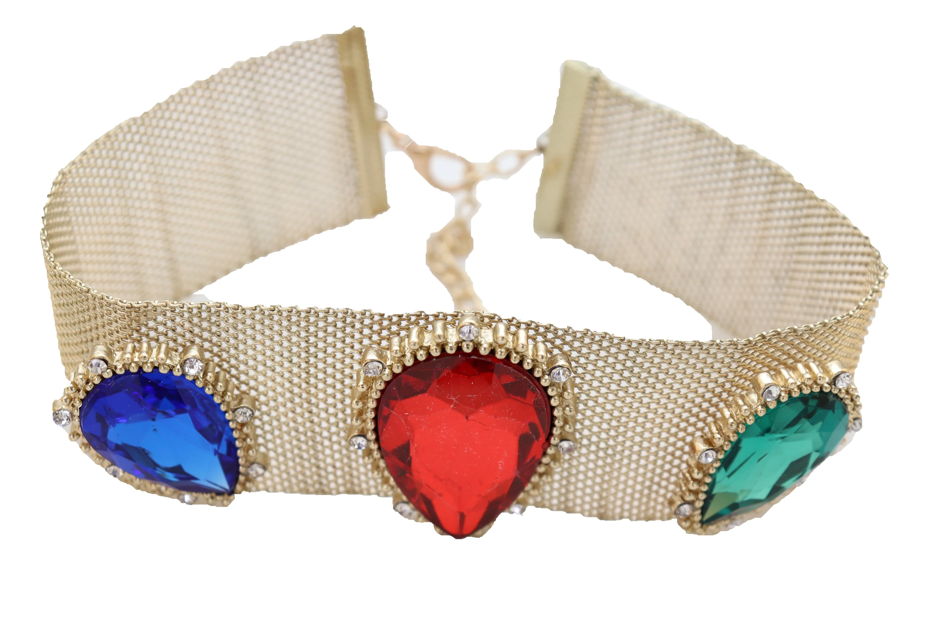 Oversized Jeweled Beads Mesh Choker Necklace