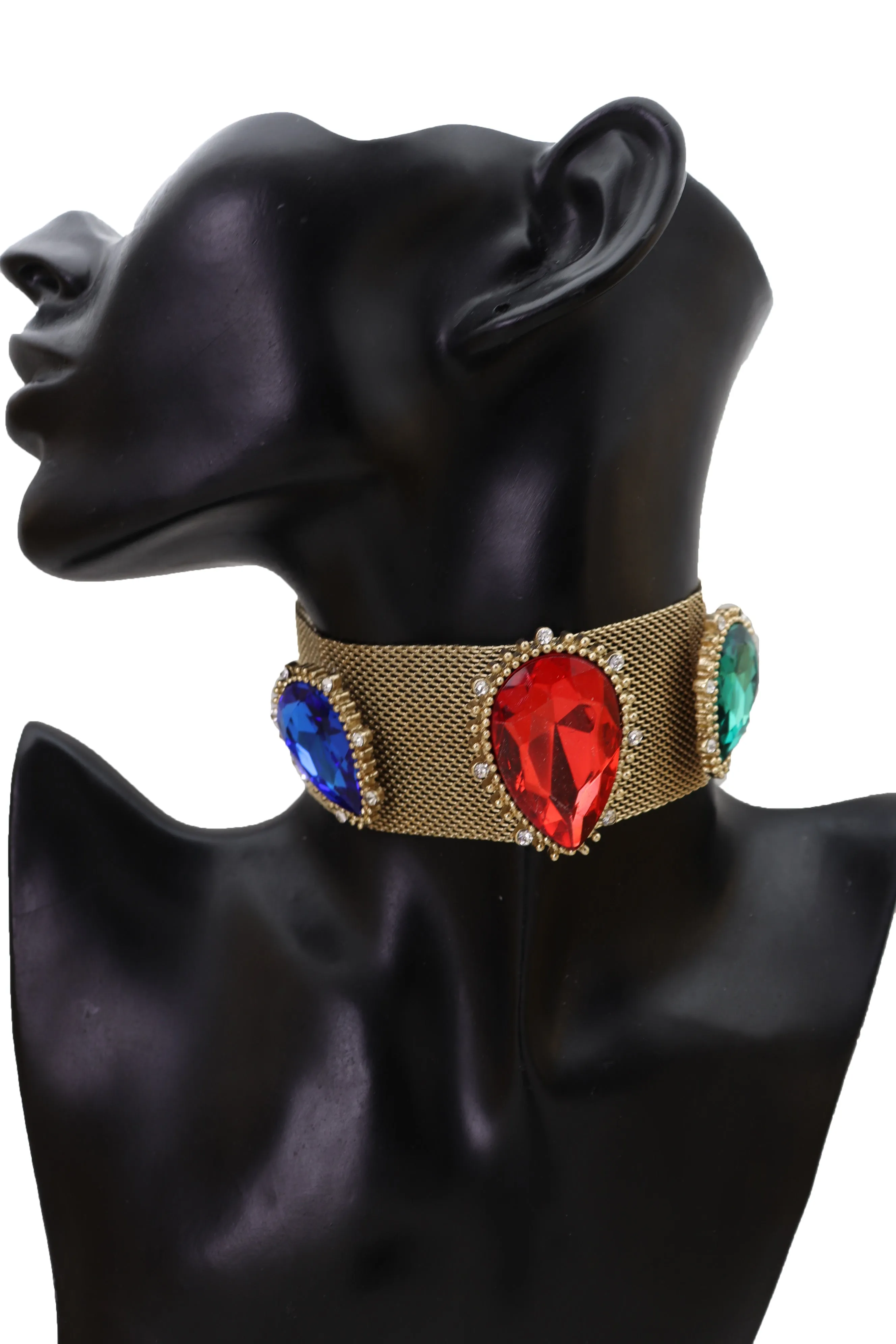Oversized Jeweled Beads Mesh Choker Necklace