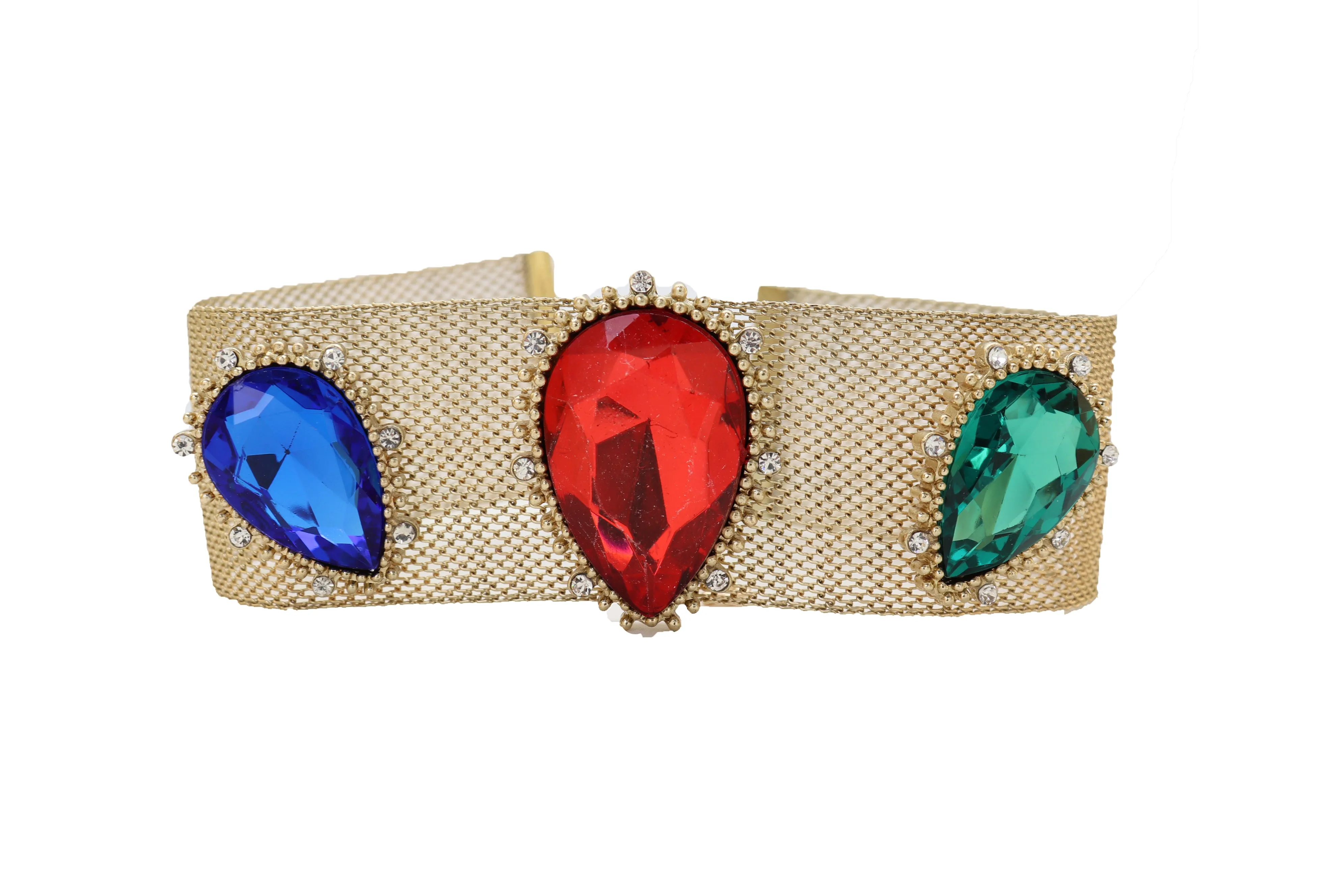 Oversized Jeweled Beads Mesh Choker Necklace