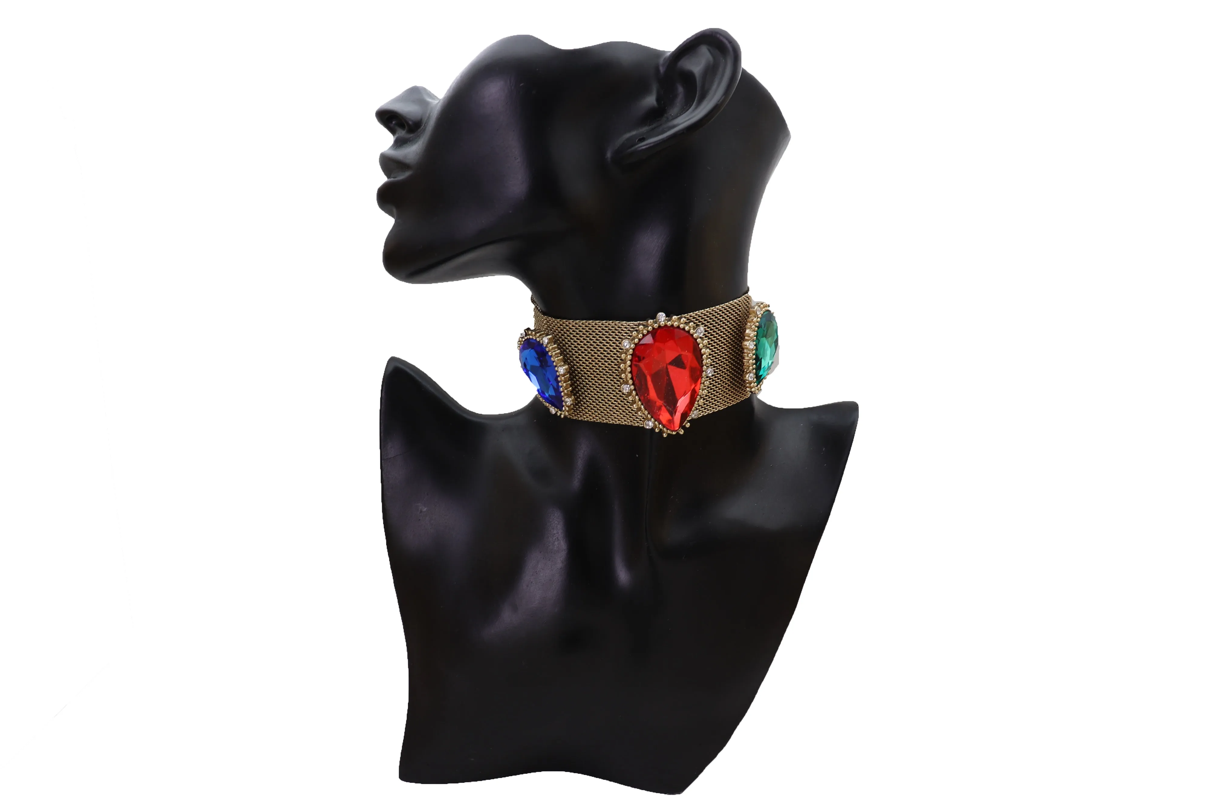 Oversized Jeweled Beads Mesh Choker Necklace