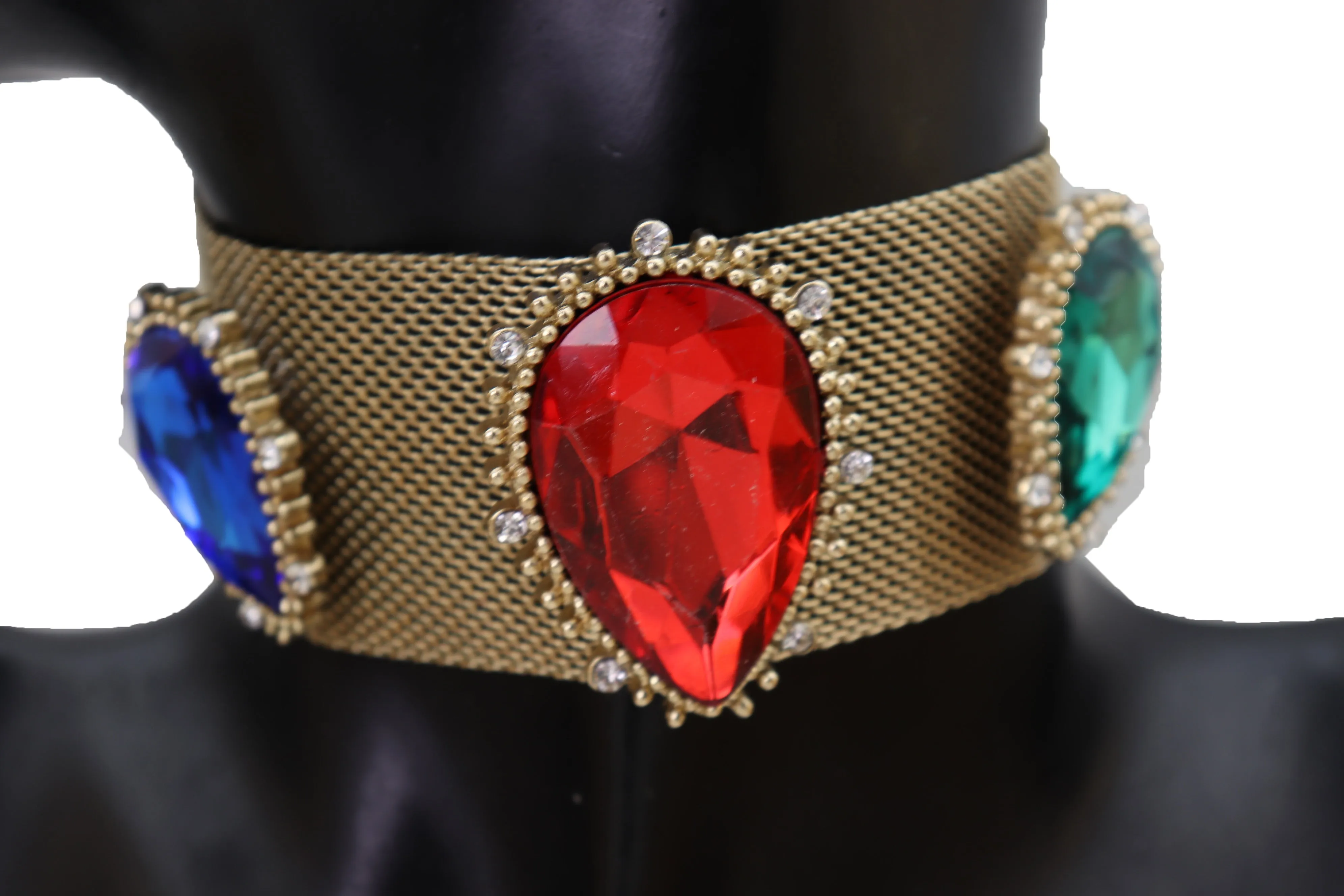 Oversized Jeweled Beads Mesh Choker Necklace