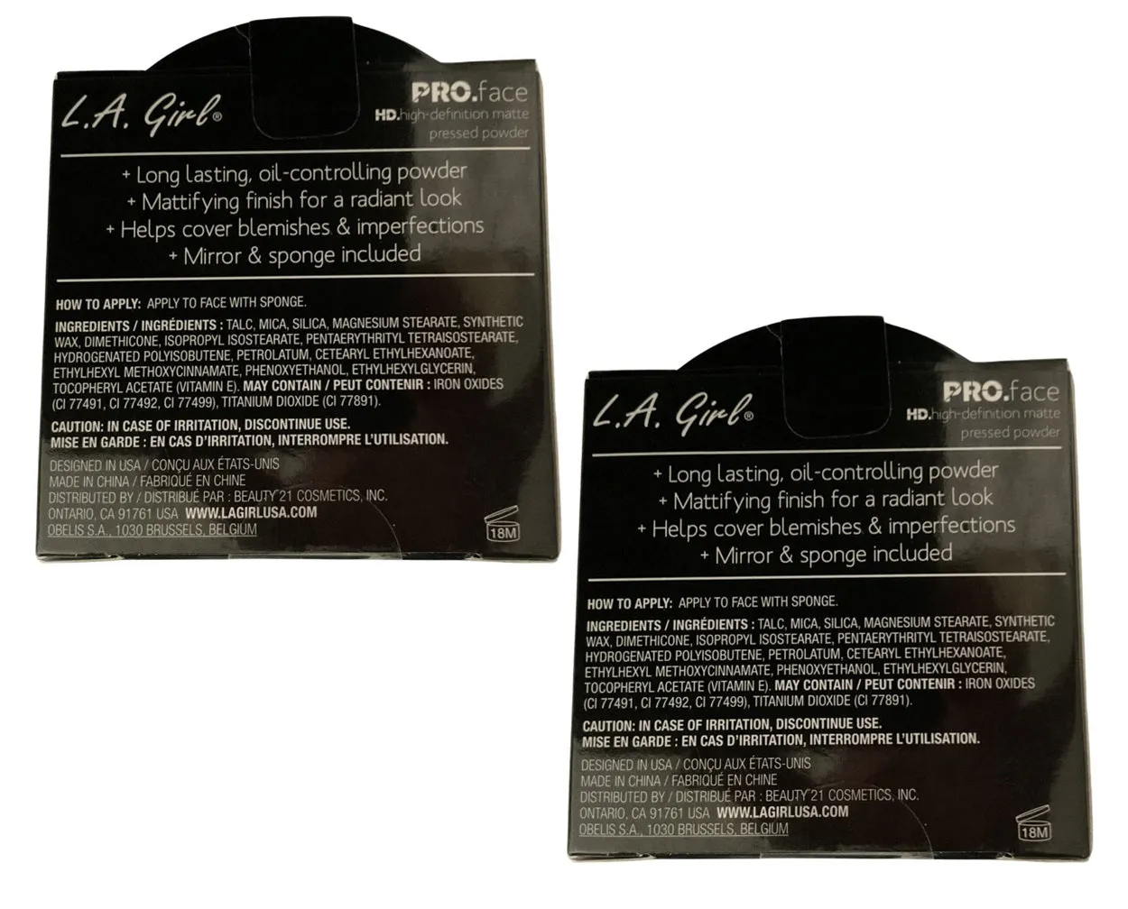 Pack of 2 L.A. Girl PRO Face High Definition Matte Pressed Powder, Classic Ivory GPP602