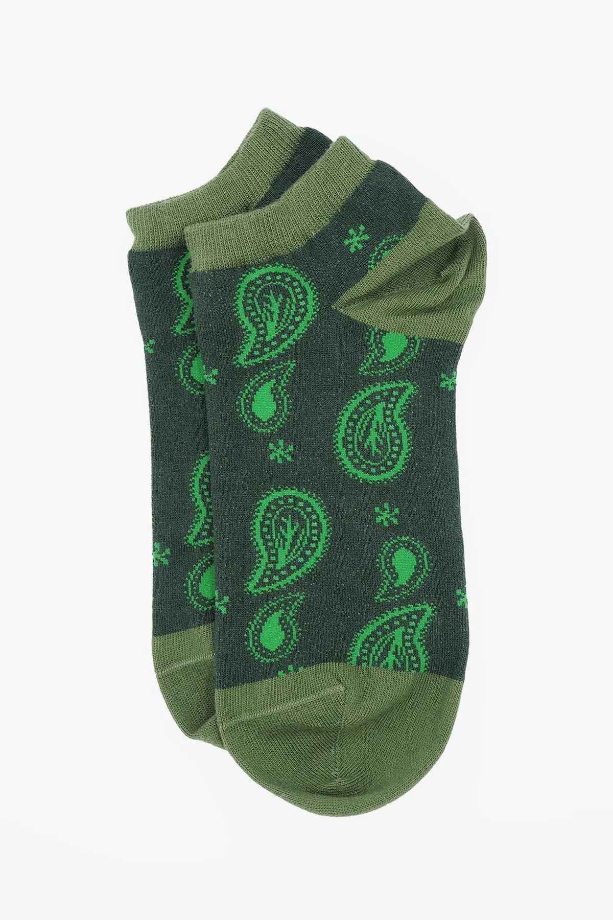 Paisley Men's Organic Cotton Trainer Socks | Green