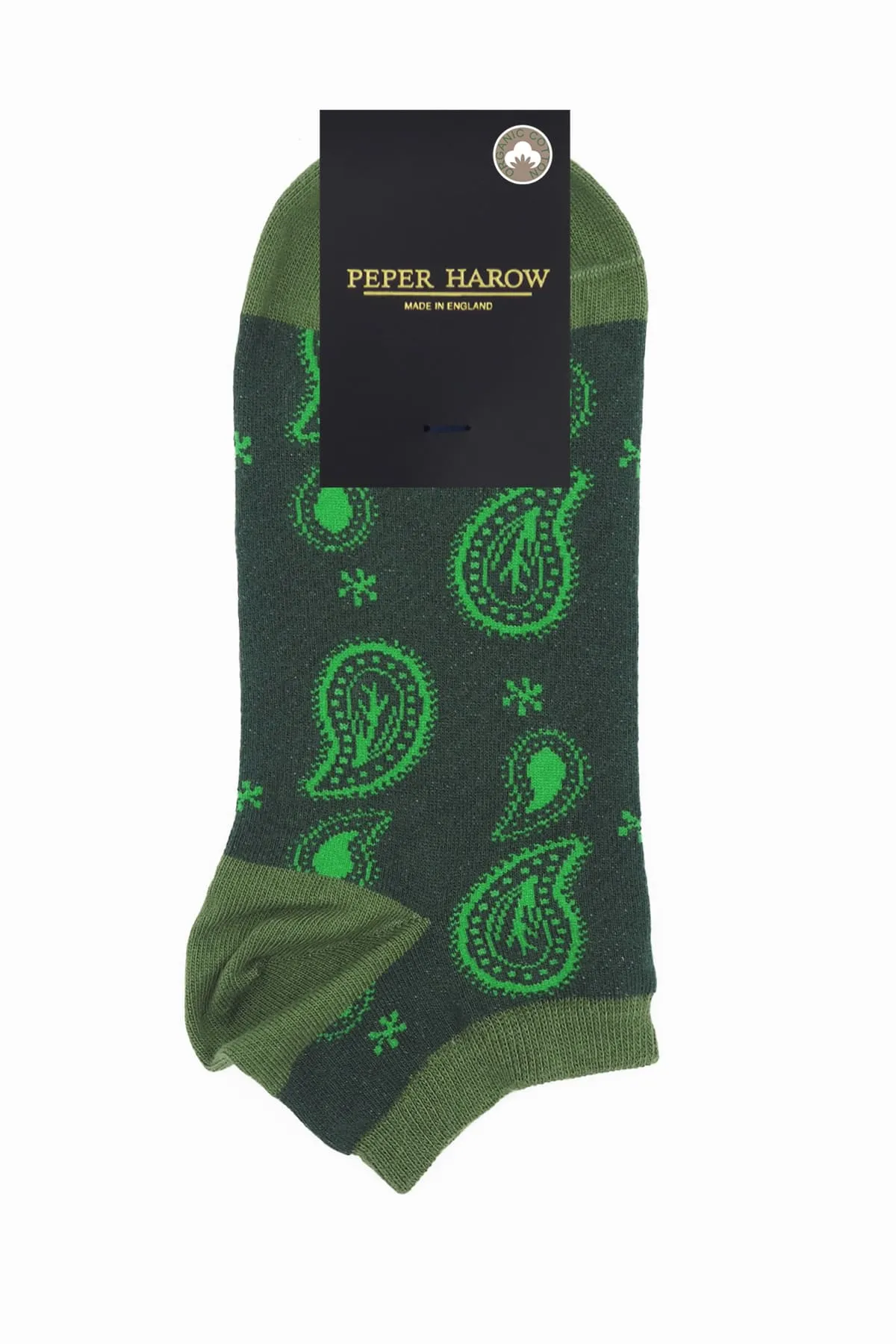 Paisley Men's Organic Cotton Trainer Socks | Green