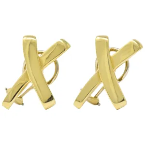 Paloma Picasso Tiffany & Co. 1984 18 Karat Gold "X" Earrings