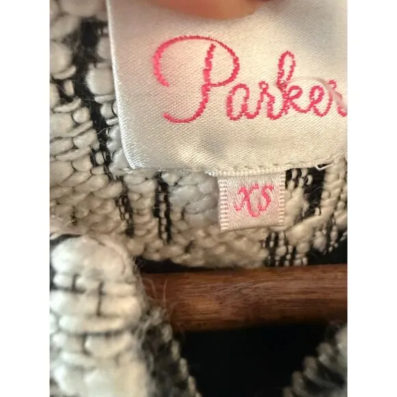 Parker Boucle Tweed Zipper Detail Designer Jacket Blazer Size XS $275 retail