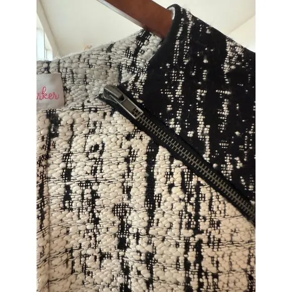 Parker Boucle Tweed Zipper Detail Designer Jacket Blazer Size XS $275 retail