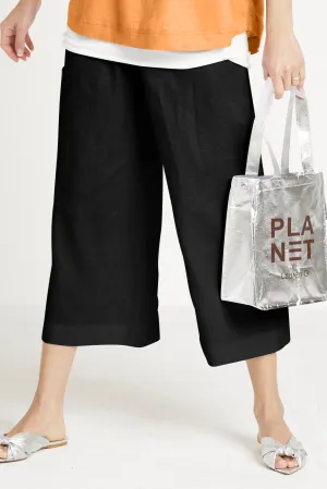 Planet - Handkerchief Linen Crop Pant - Black
