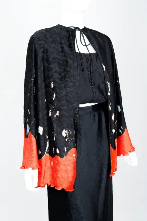 Pleated Floral Jacket Top & Skirt Set