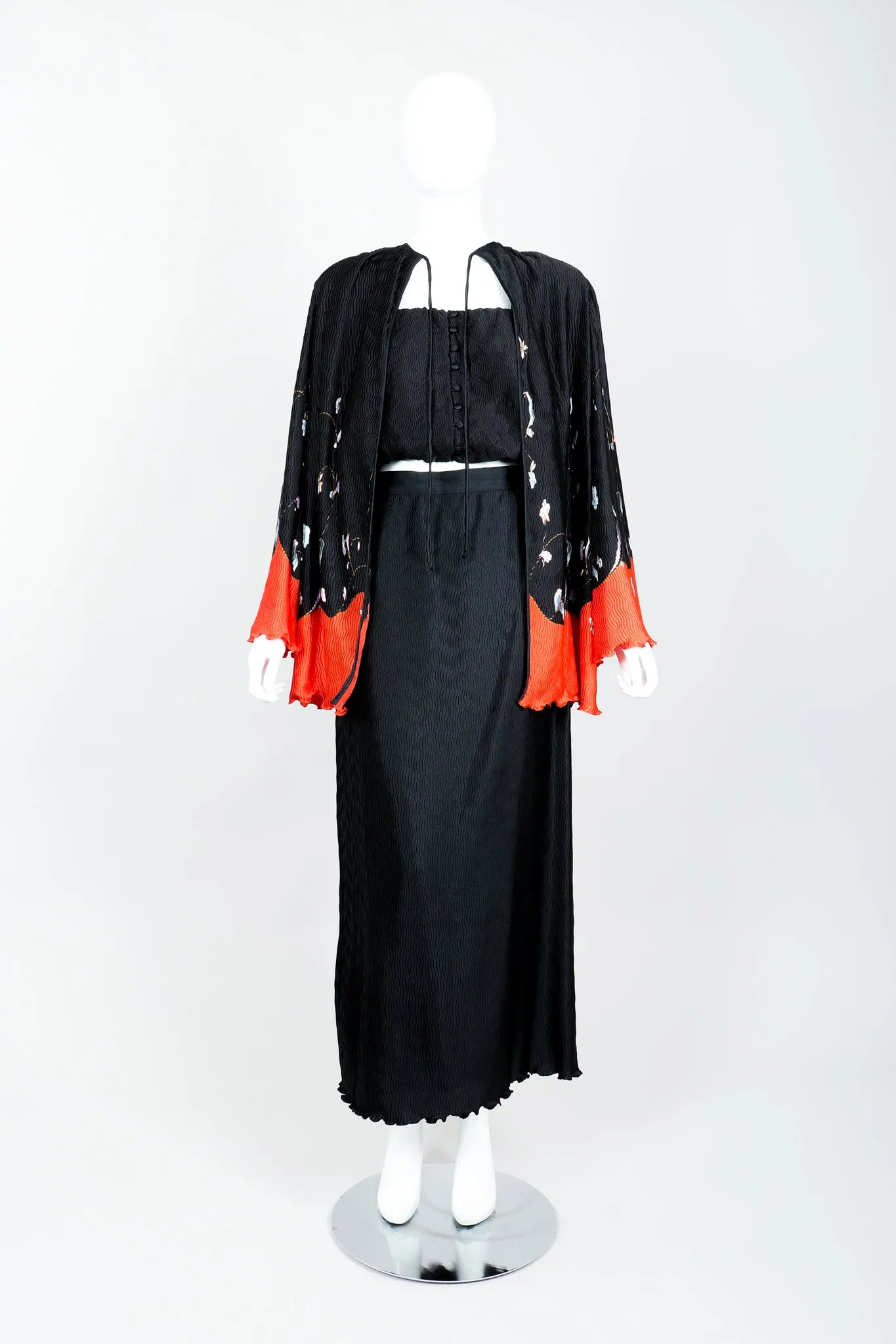 Pleated Floral Jacket Top & Skirt Set