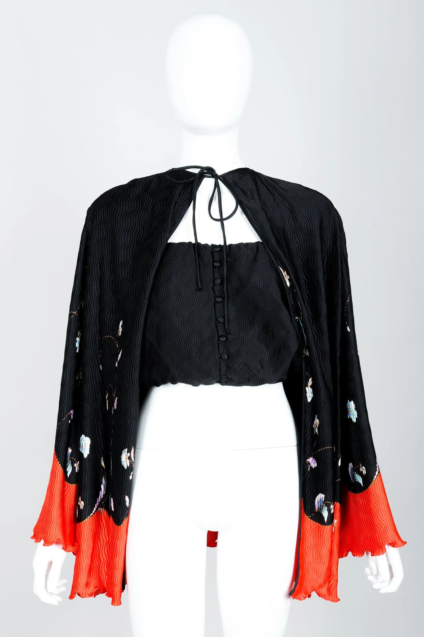 Pleated Floral Jacket Top & Skirt Set