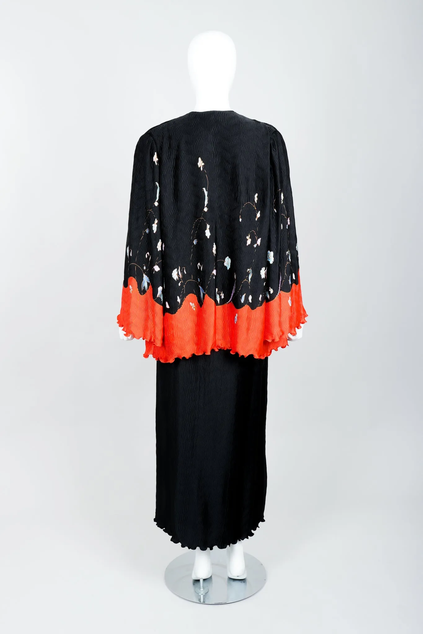 Pleated Floral Jacket Top & Skirt Set