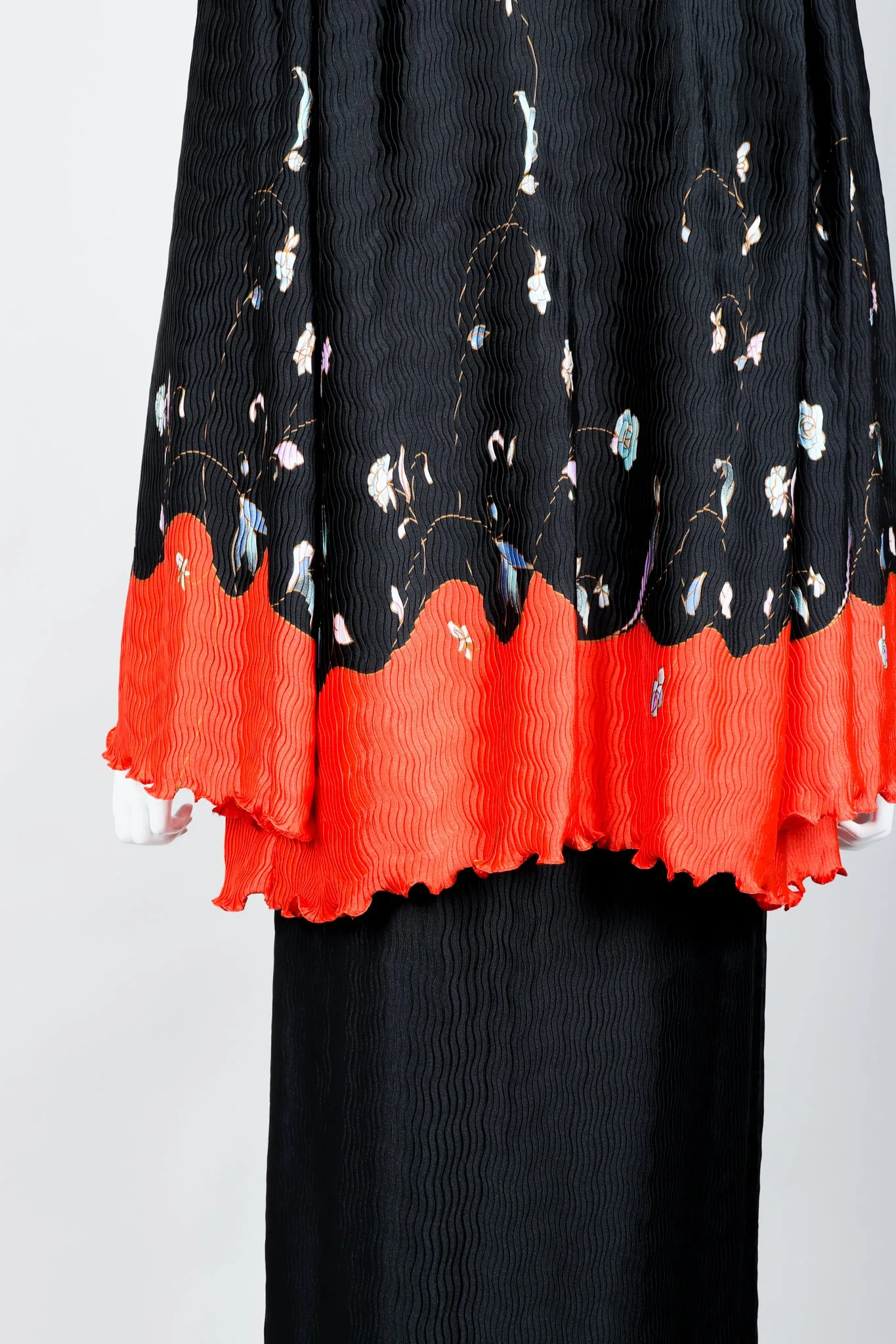 Pleated Floral Jacket Top & Skirt Set