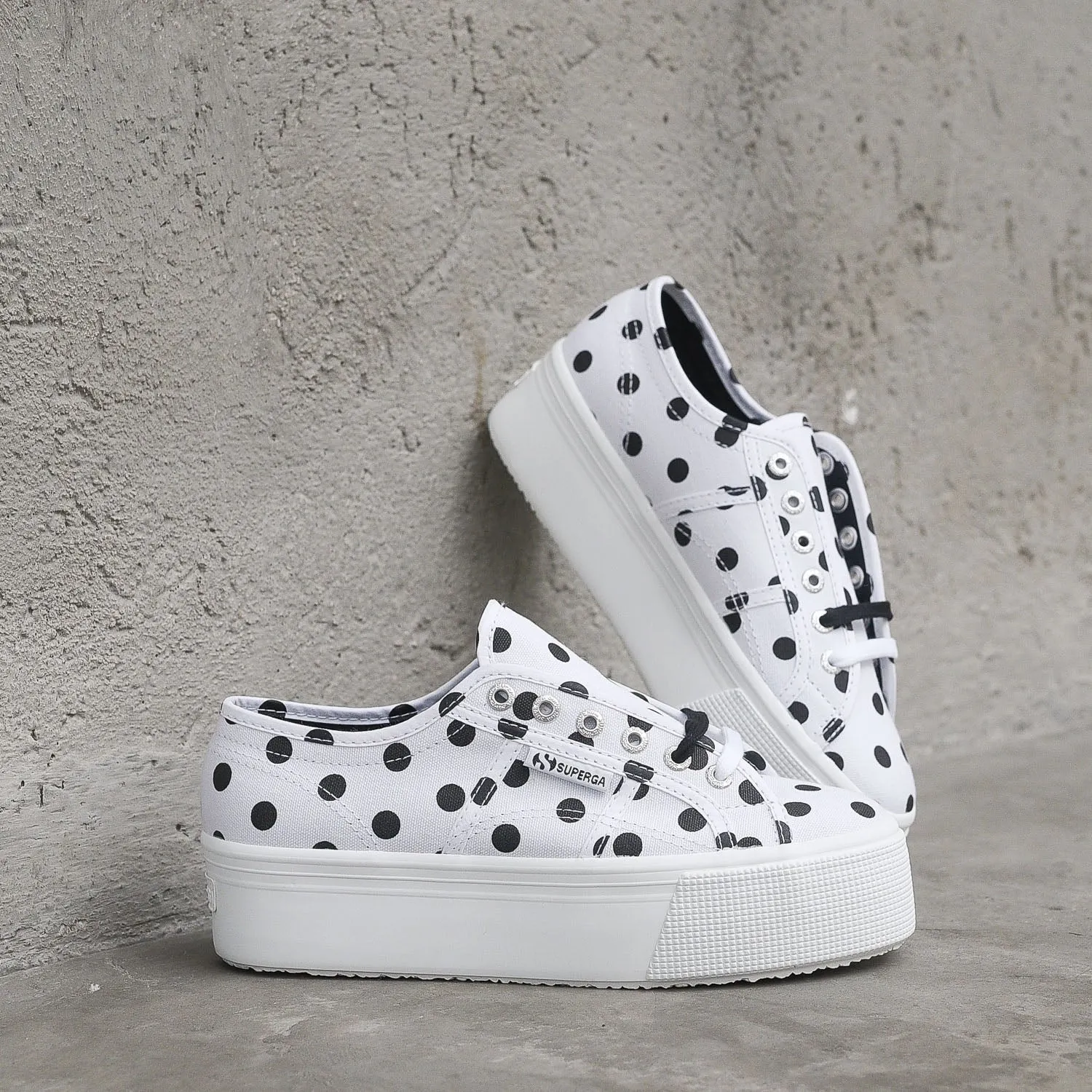 Polkadots Lady shoes Wedge - White Black Dots