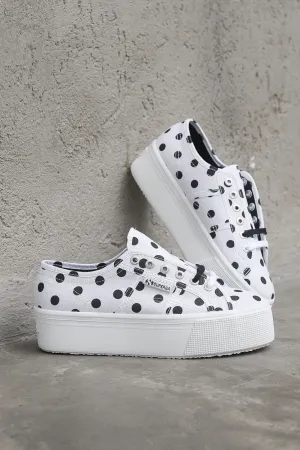 Polkadots Lady shoes Wedge - White Black Dots