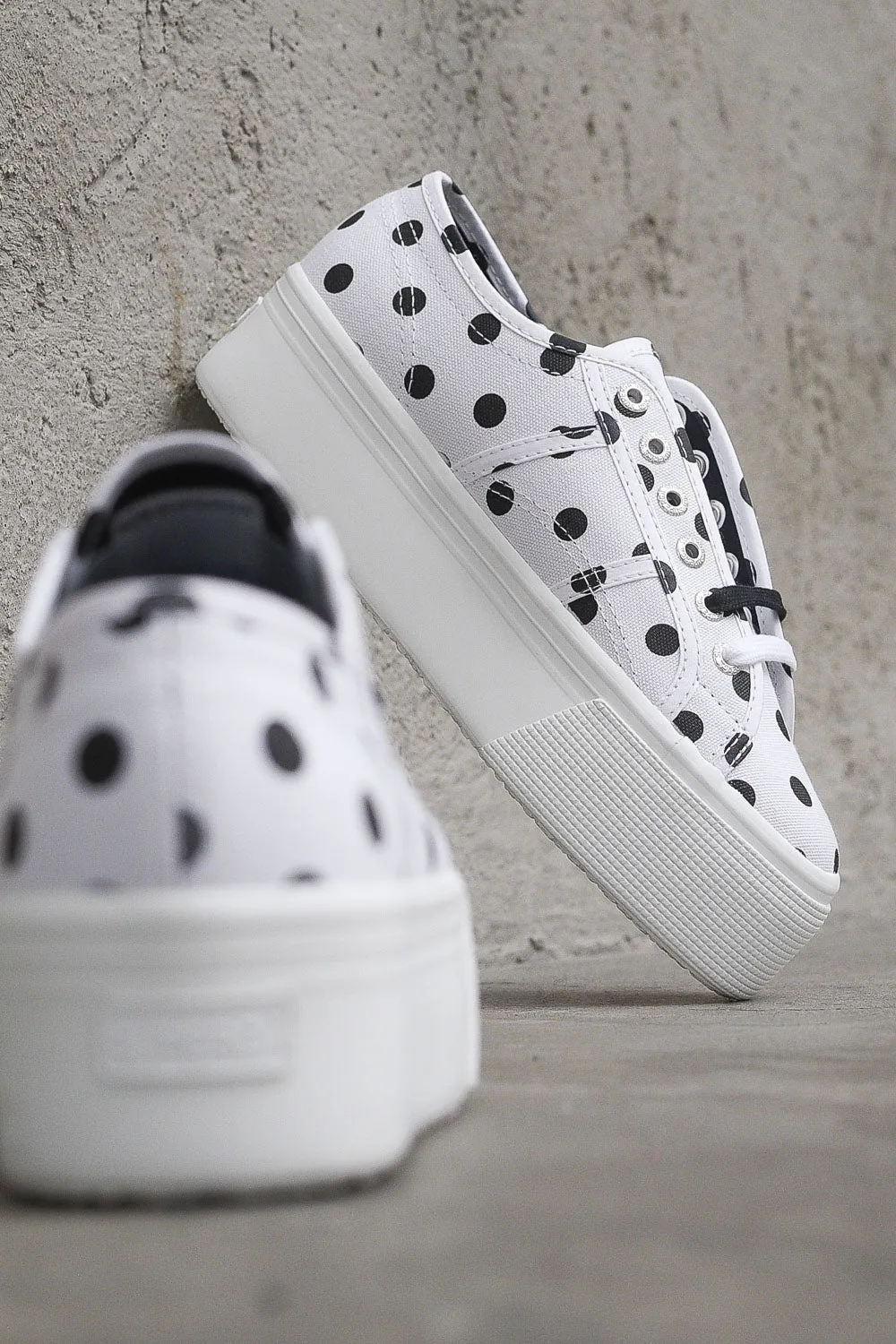 Polkadots Lady shoes Wedge - White Black Dots