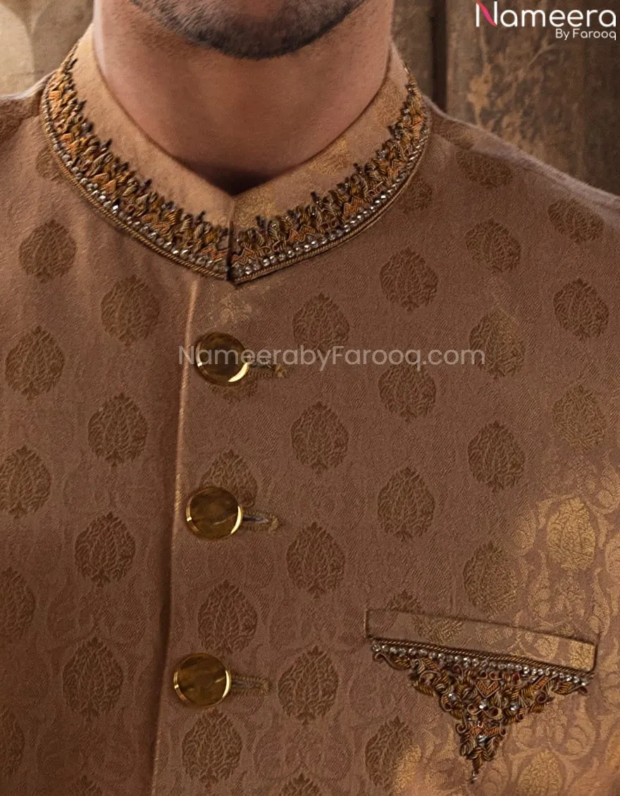 Premium Designer Brown Sherwani for Wedding Wear #GN26