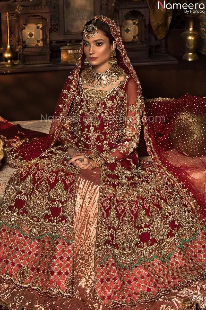 Premium Designer Maroon Colour Lehenga for Bride #BN818