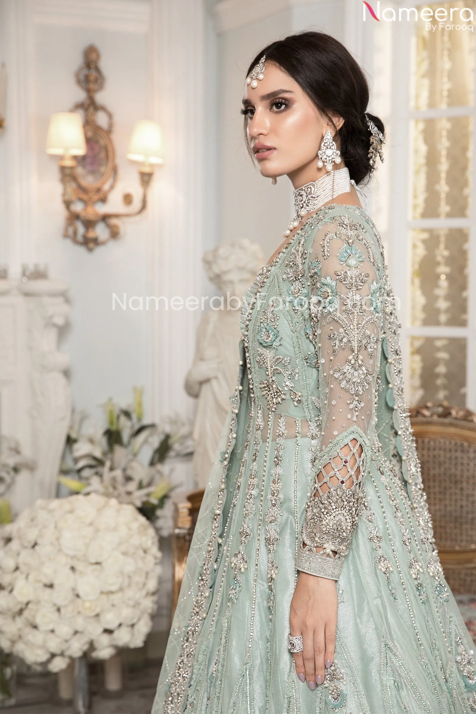 Premium Designer Peach and Sea Green Lehenga #BN819