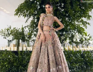 Premium Designer Peach Lehenga Choli For Bride #BN844