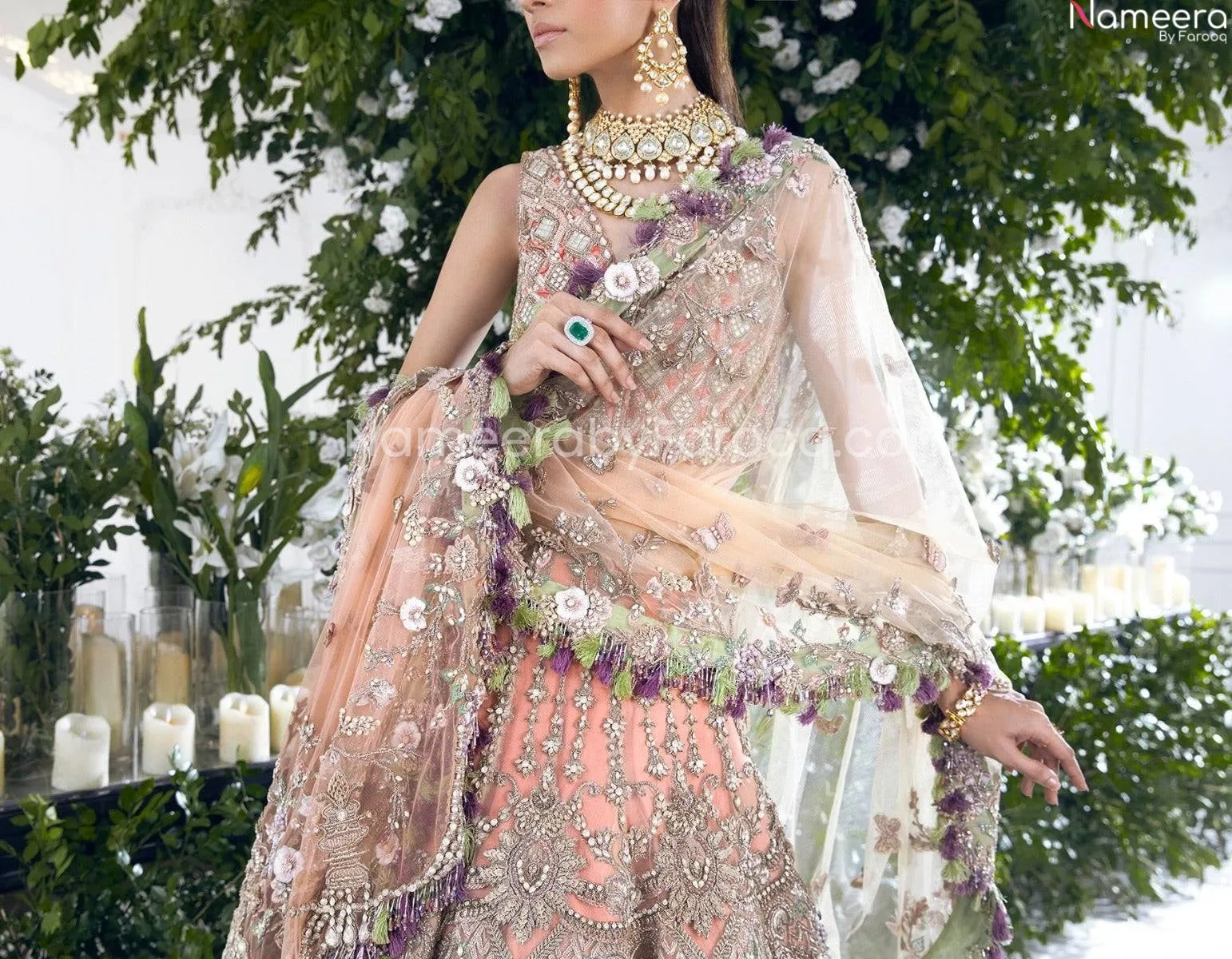 Premium Designer Peach Lehenga Choli For Bride #BN844