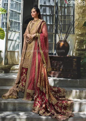 Premium Red Designer Lehnga Shirt Bridal Dress #BN877