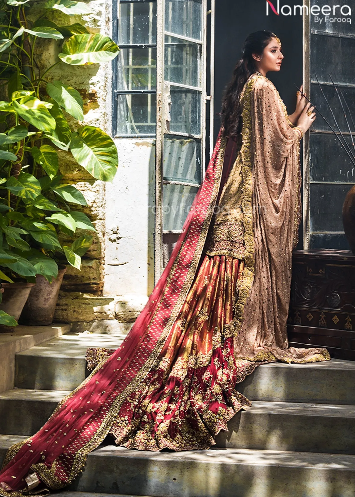 Premium Red Designer Lehnga Shirt Bridal Dress #BN877
