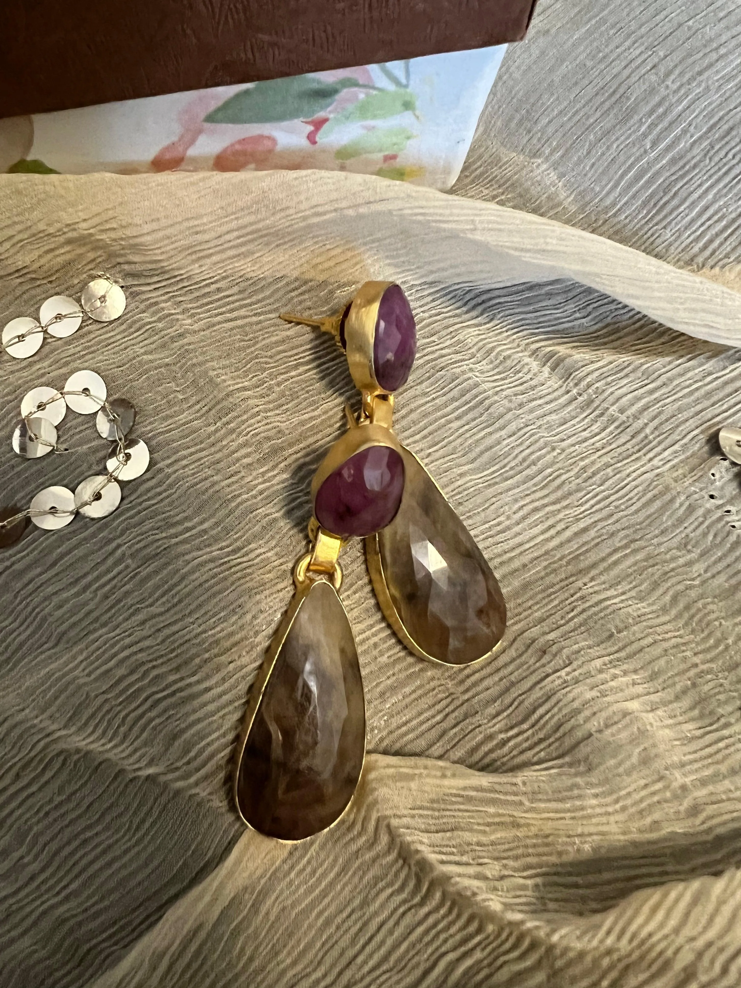 Premium Ruby and Sapphire Earrings