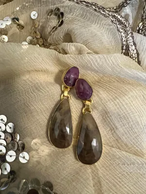 Premium Ruby and Sapphire Earrings