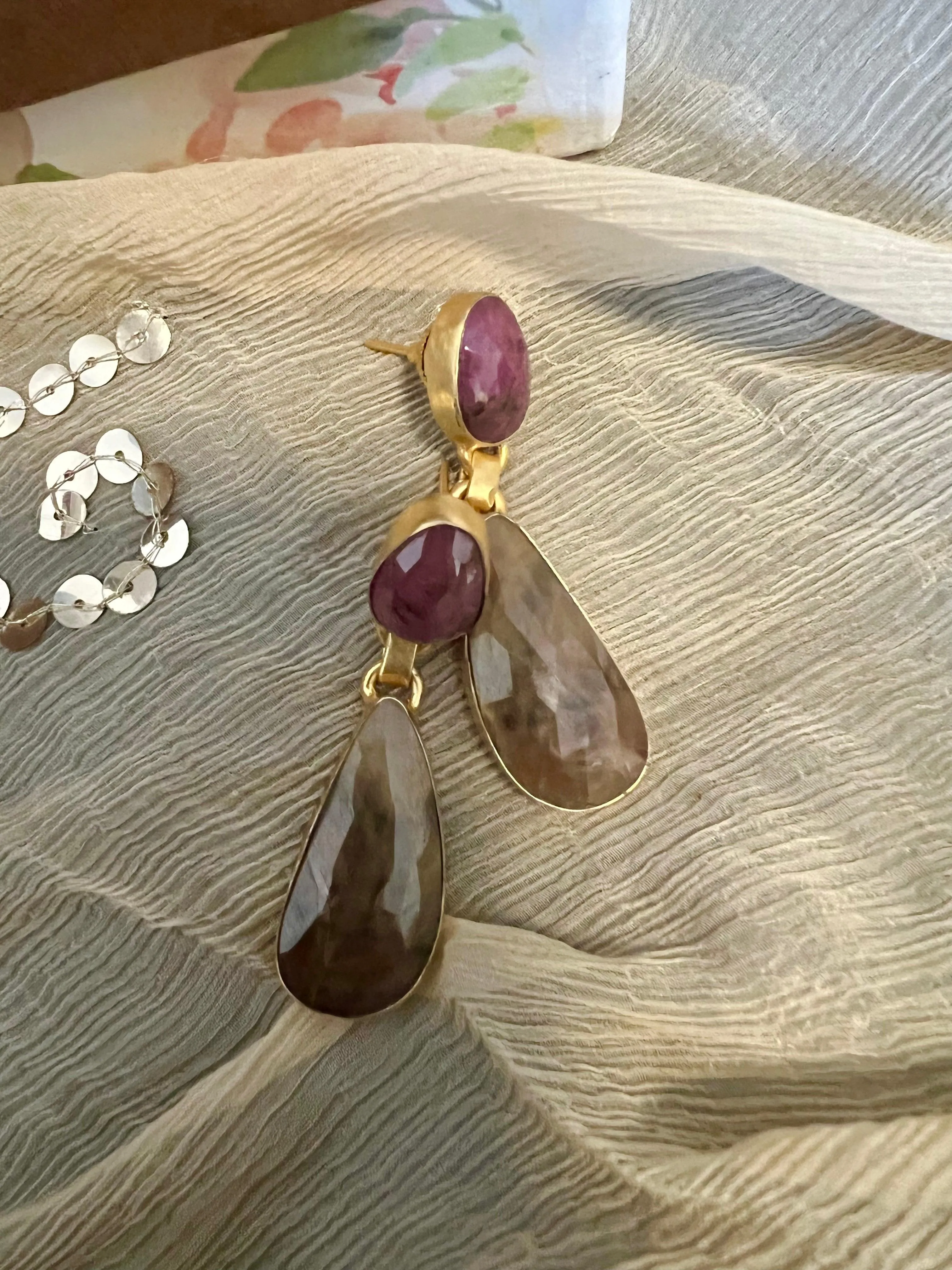 Premium Ruby and Sapphire Earrings