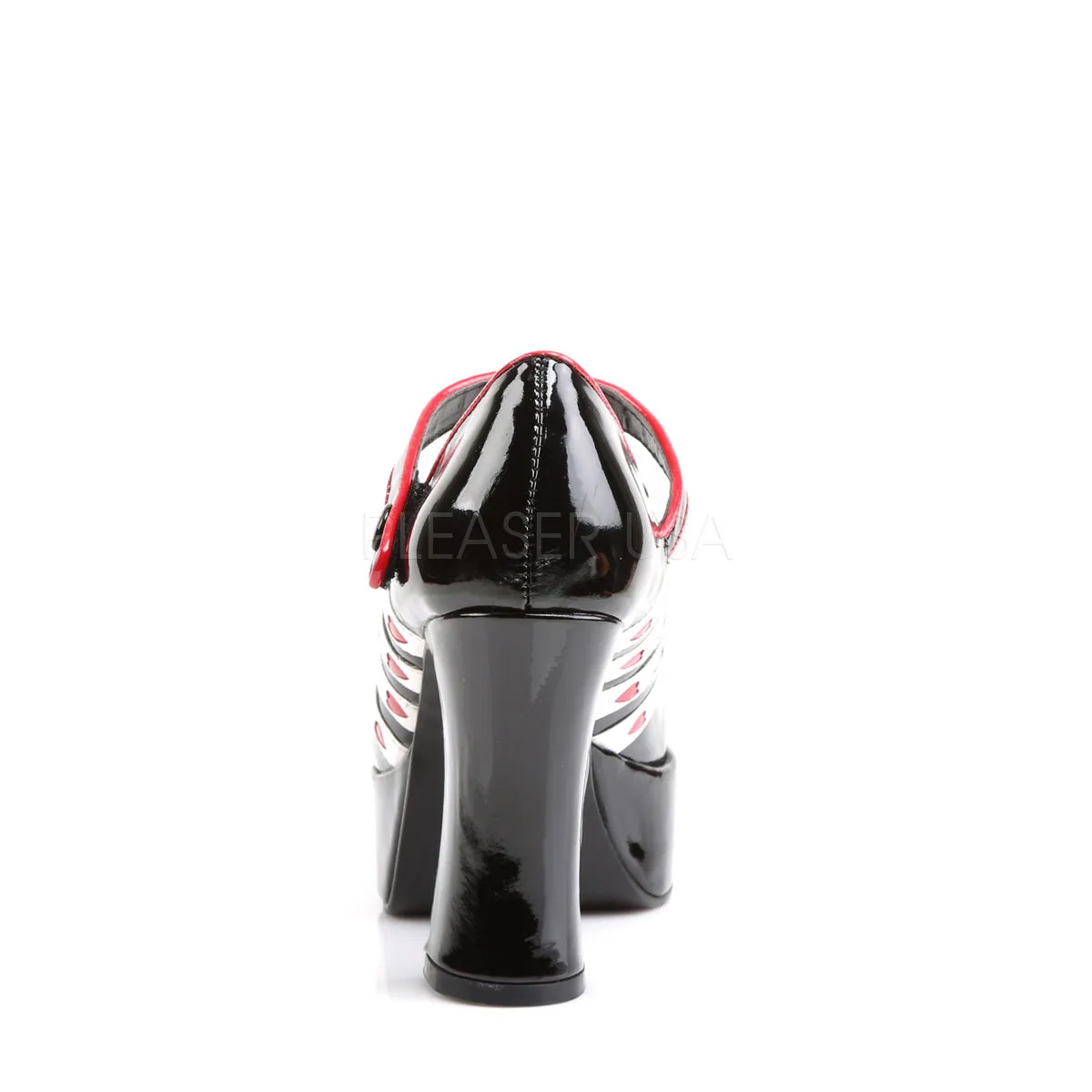 QUEEN-55  Black-White-Red Patent
