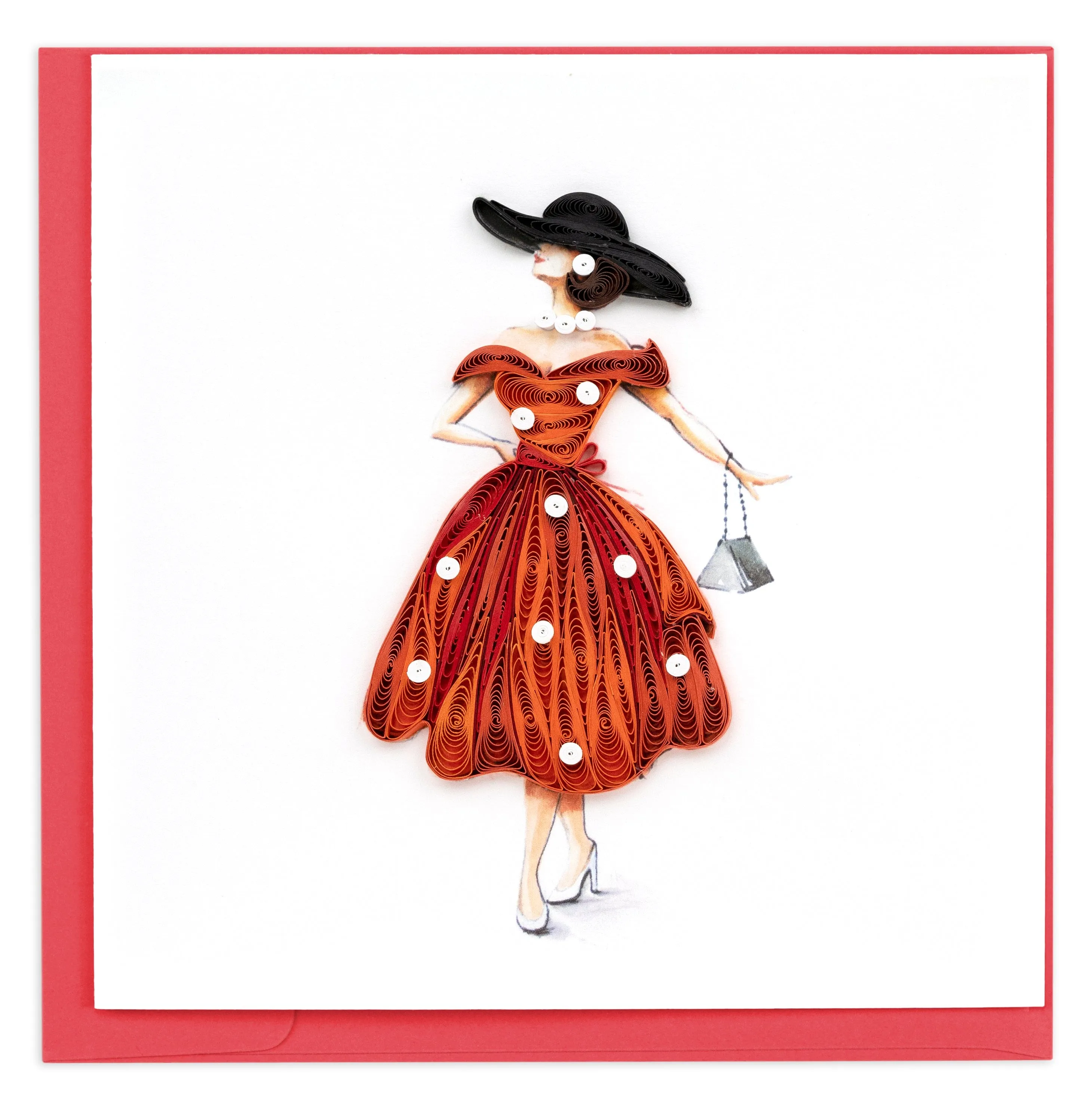 Quilled Vintage Lady Greeting Card
