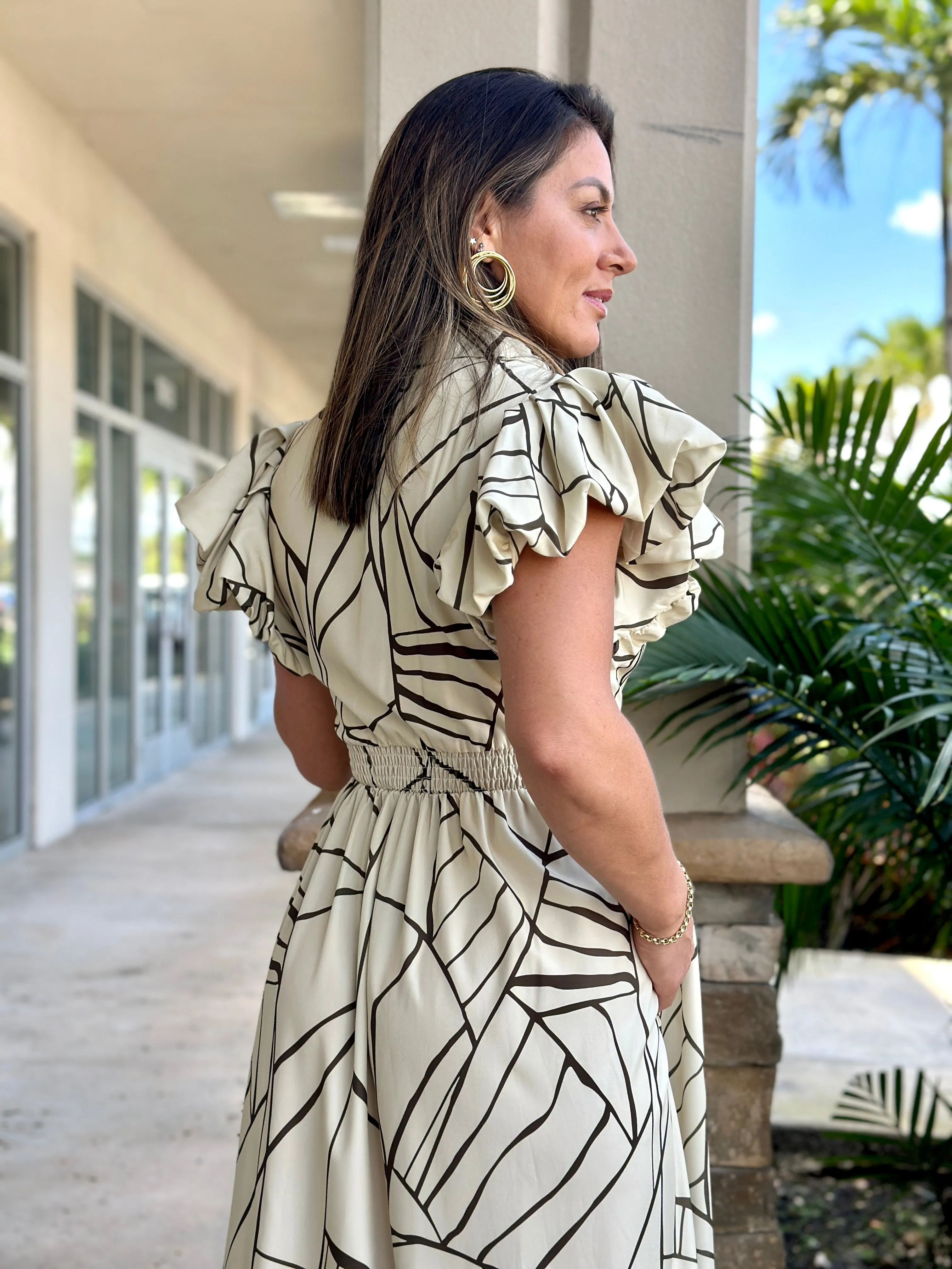 "Amara" Puffy Short Sleeve Button Up Maxi Dress