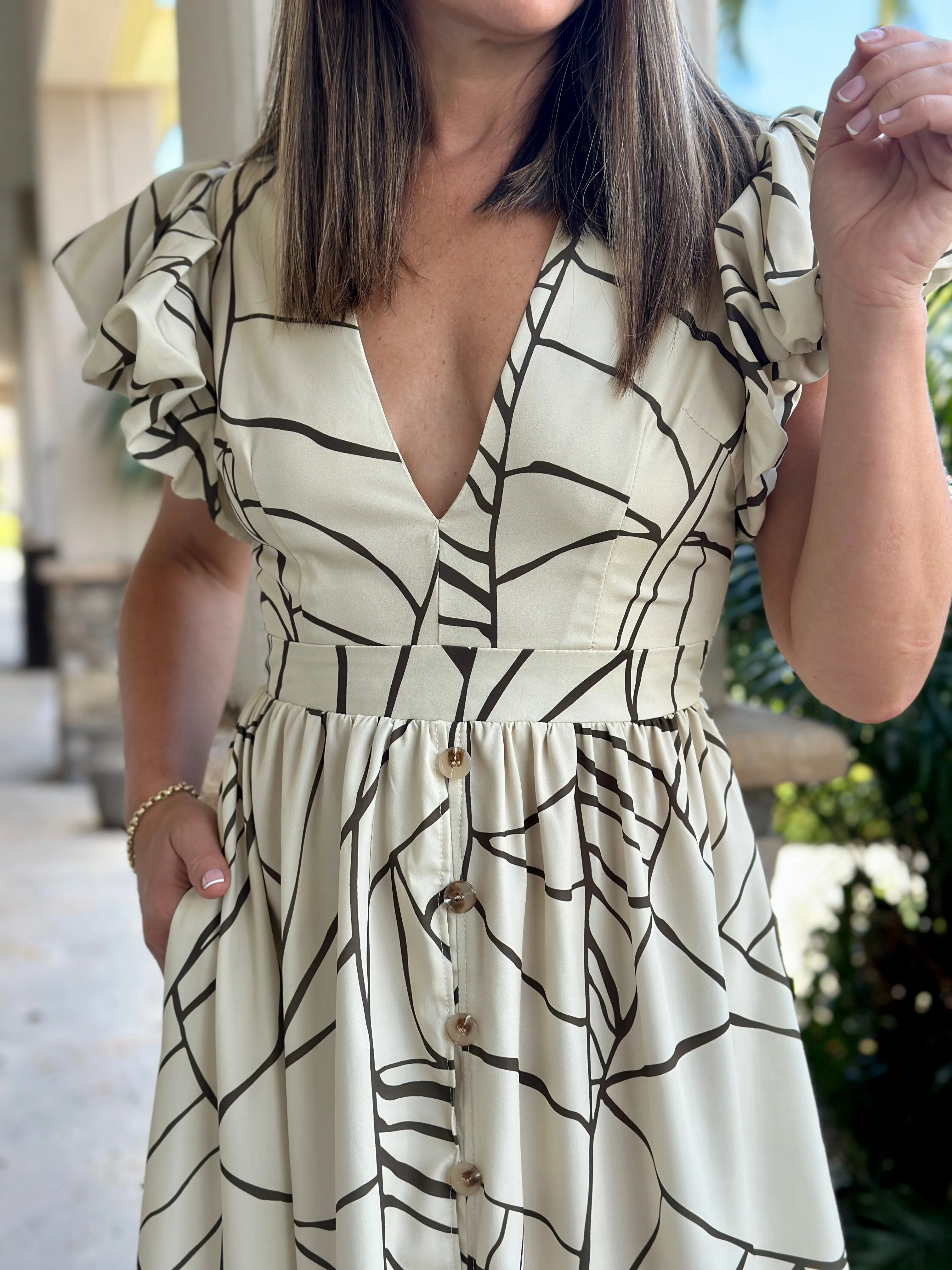 "Amara" Puffy Short Sleeve Button Up Maxi Dress