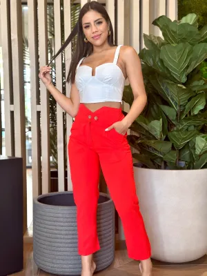 "Emilie" Two Button Straight Leg Pants