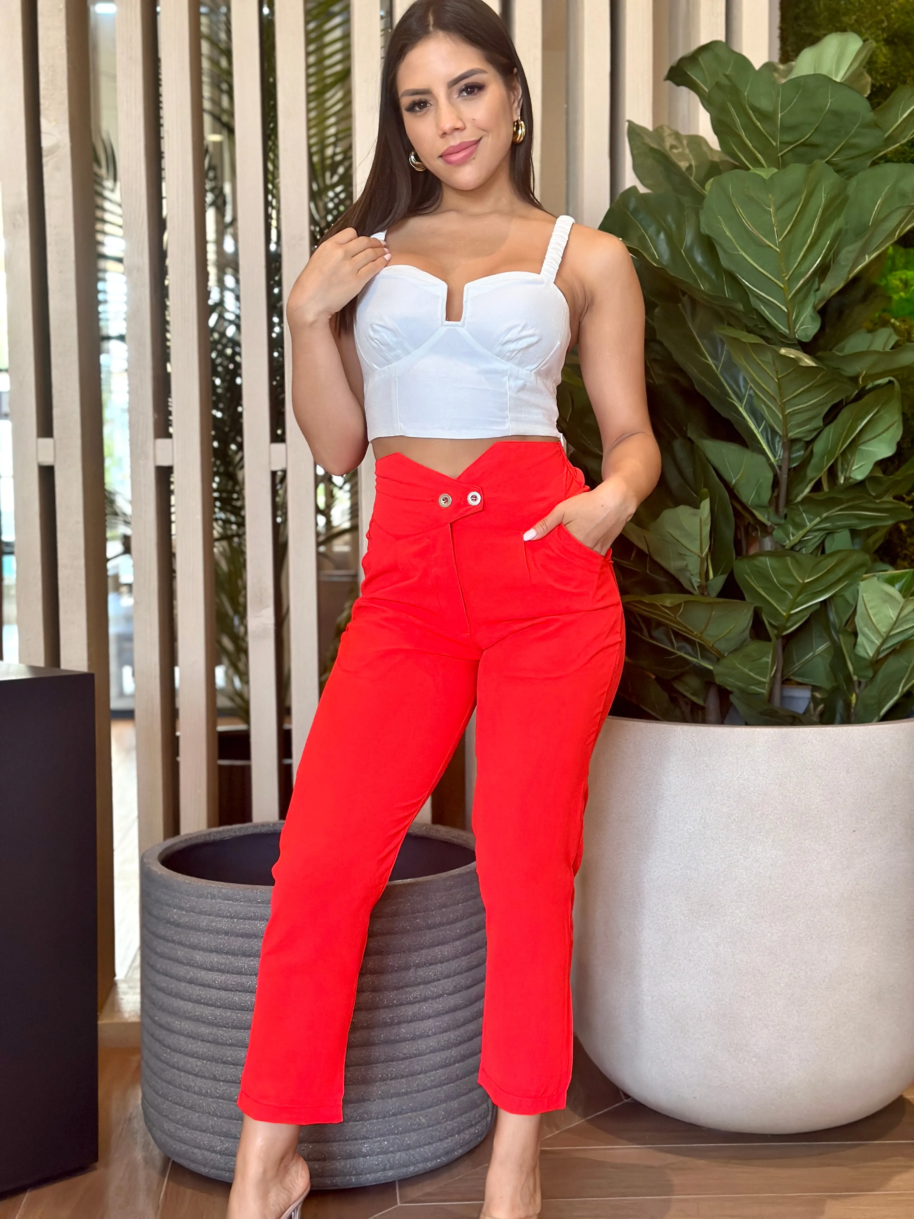 "Emilie" Two Button Straight Leg Pants