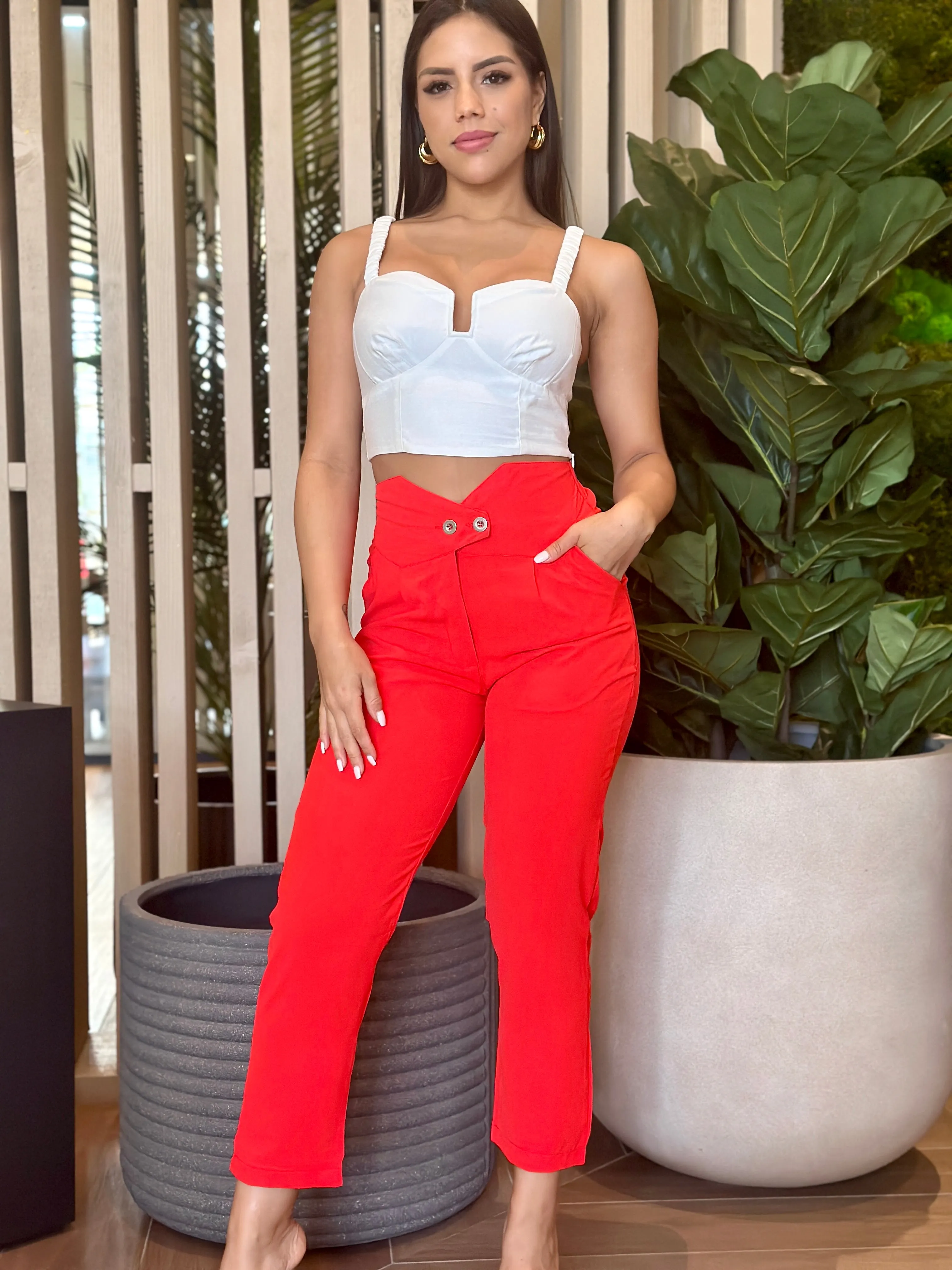 "Emilie" Two Button Straight Leg Pants
