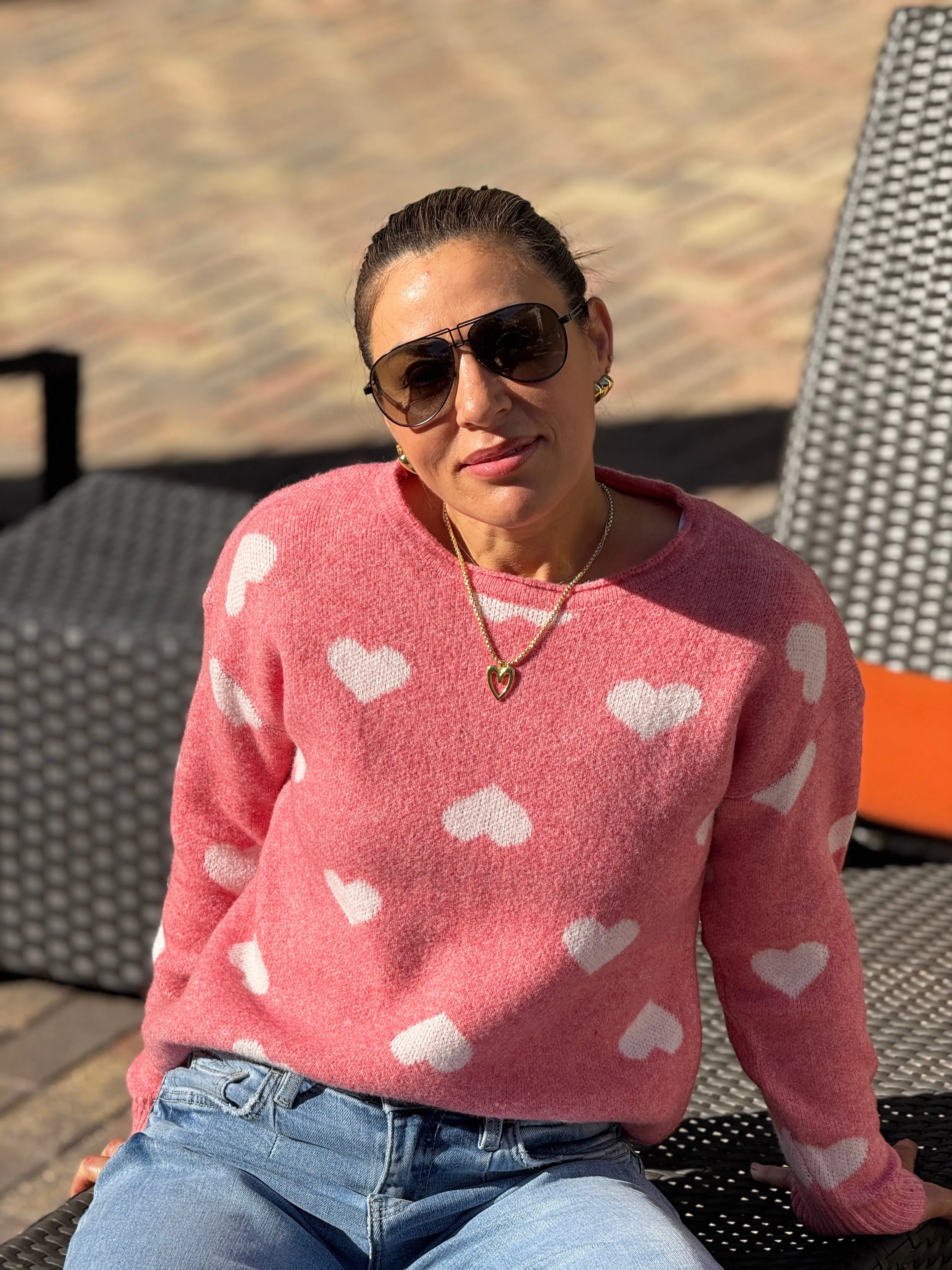 "Wanda" Heart Shape Long Sleeve Sweater