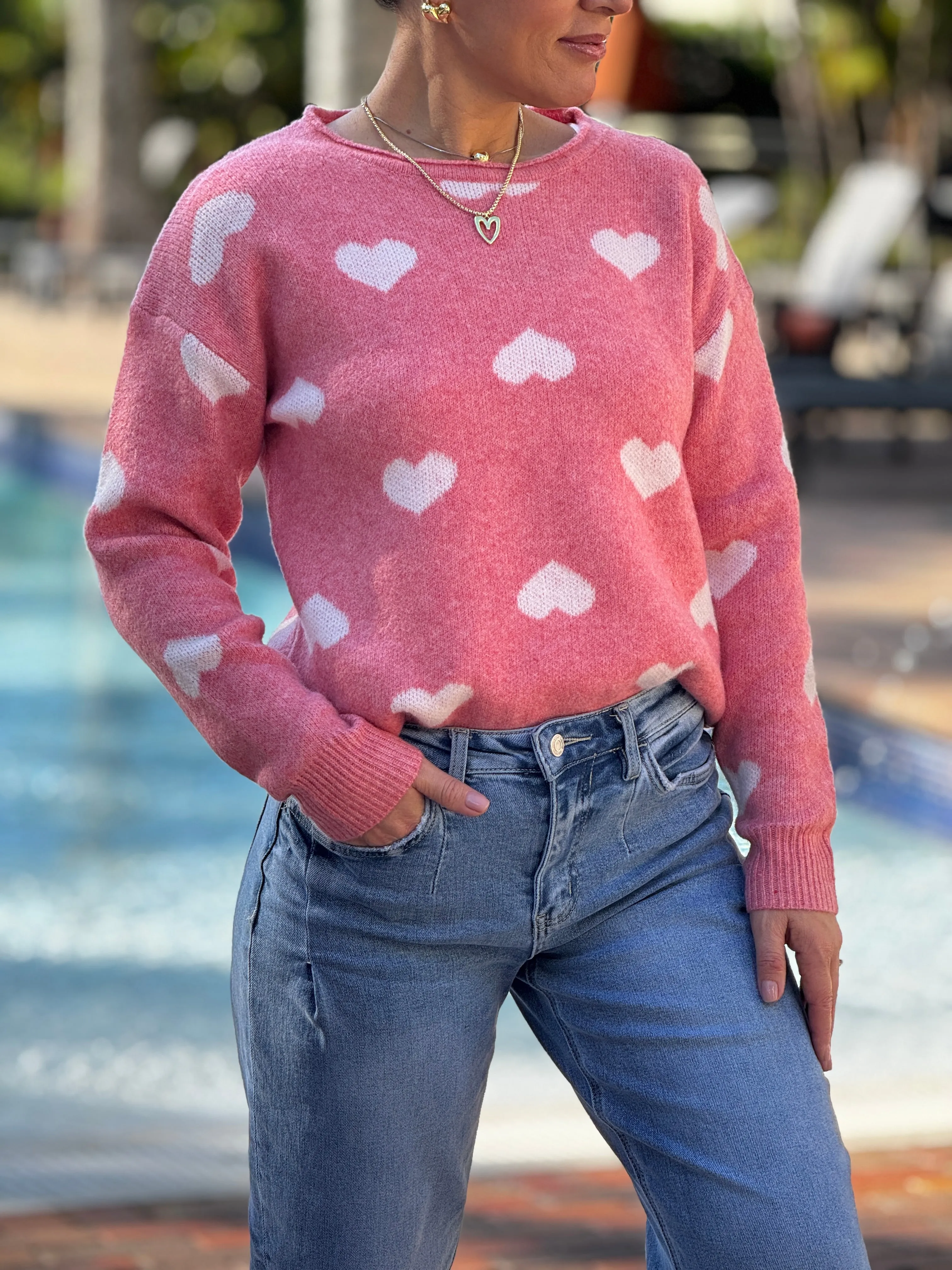"Wanda" Heart Shape Long Sleeve Sweater