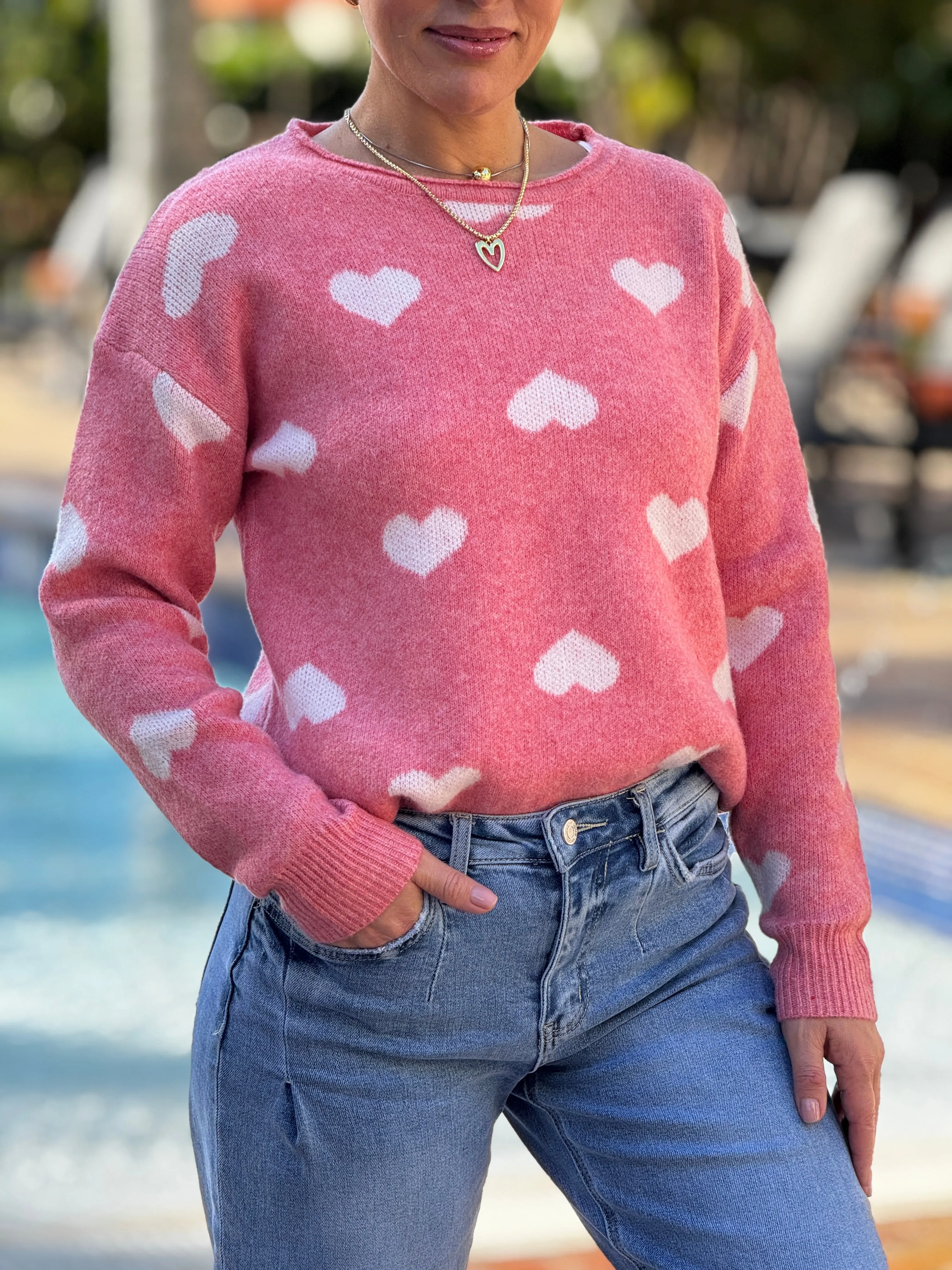 "Wanda" Heart Shape Long Sleeve Sweater