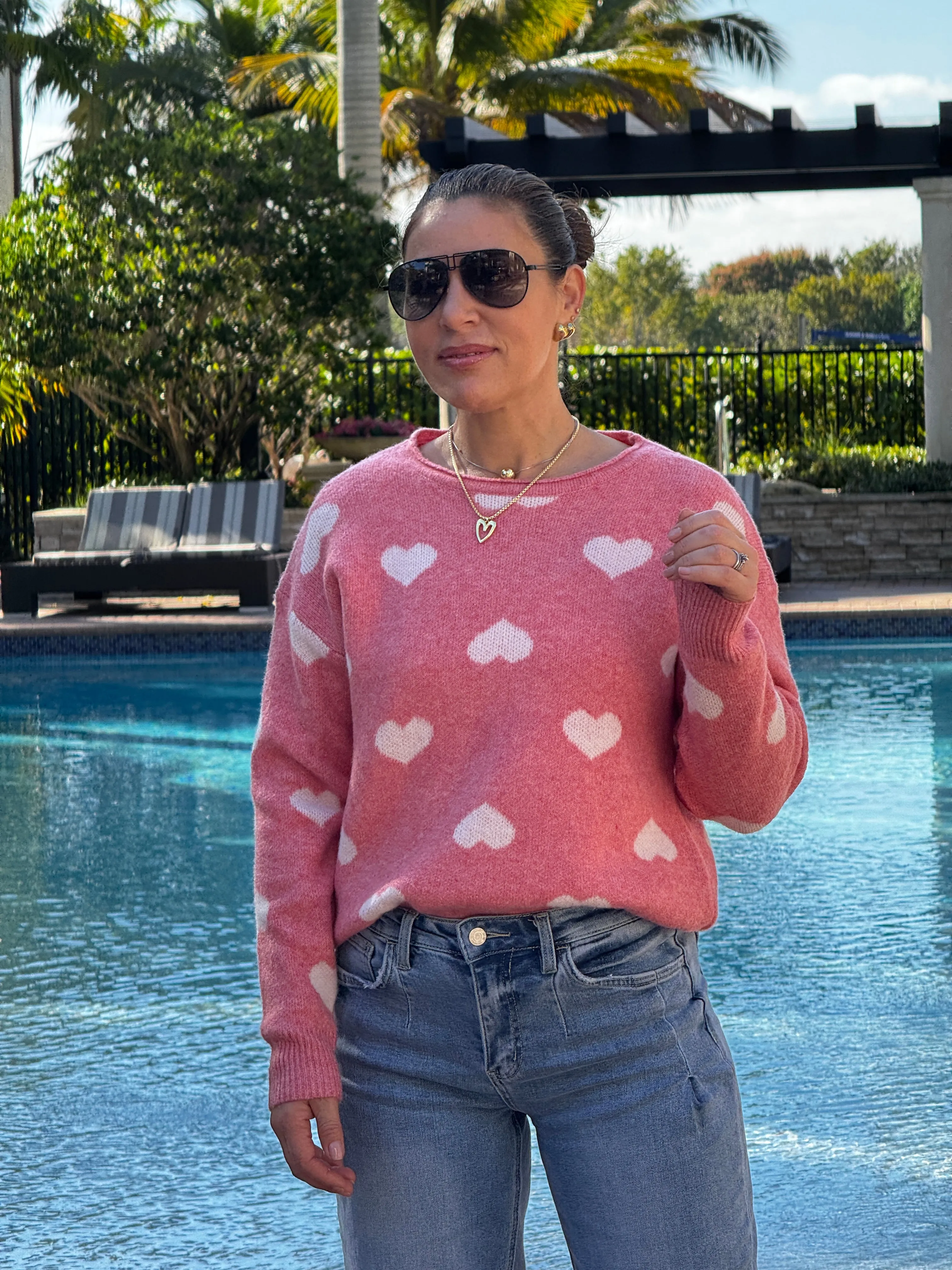 "Wanda" Heart Shape Long Sleeve Sweater
