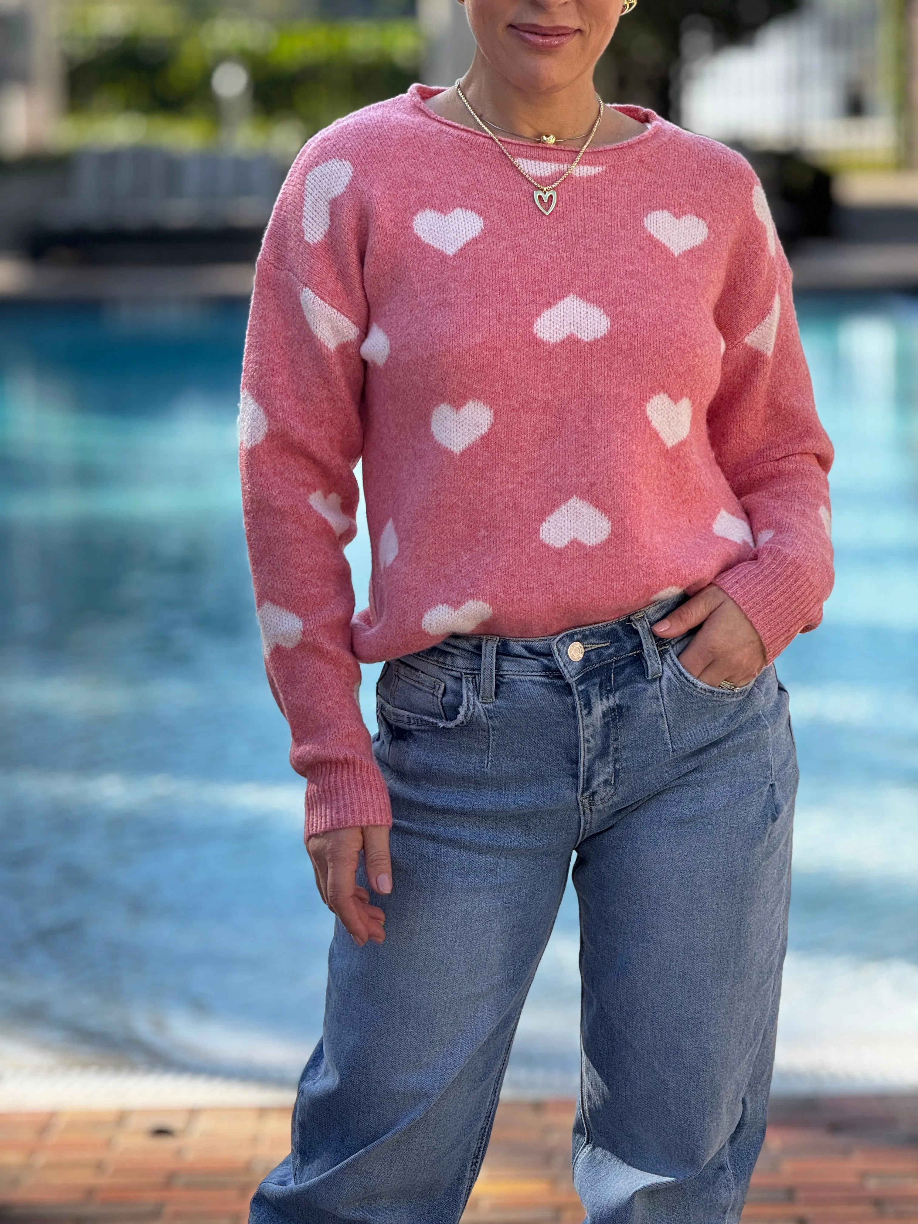 "Wanda" Heart Shape Long Sleeve Sweater