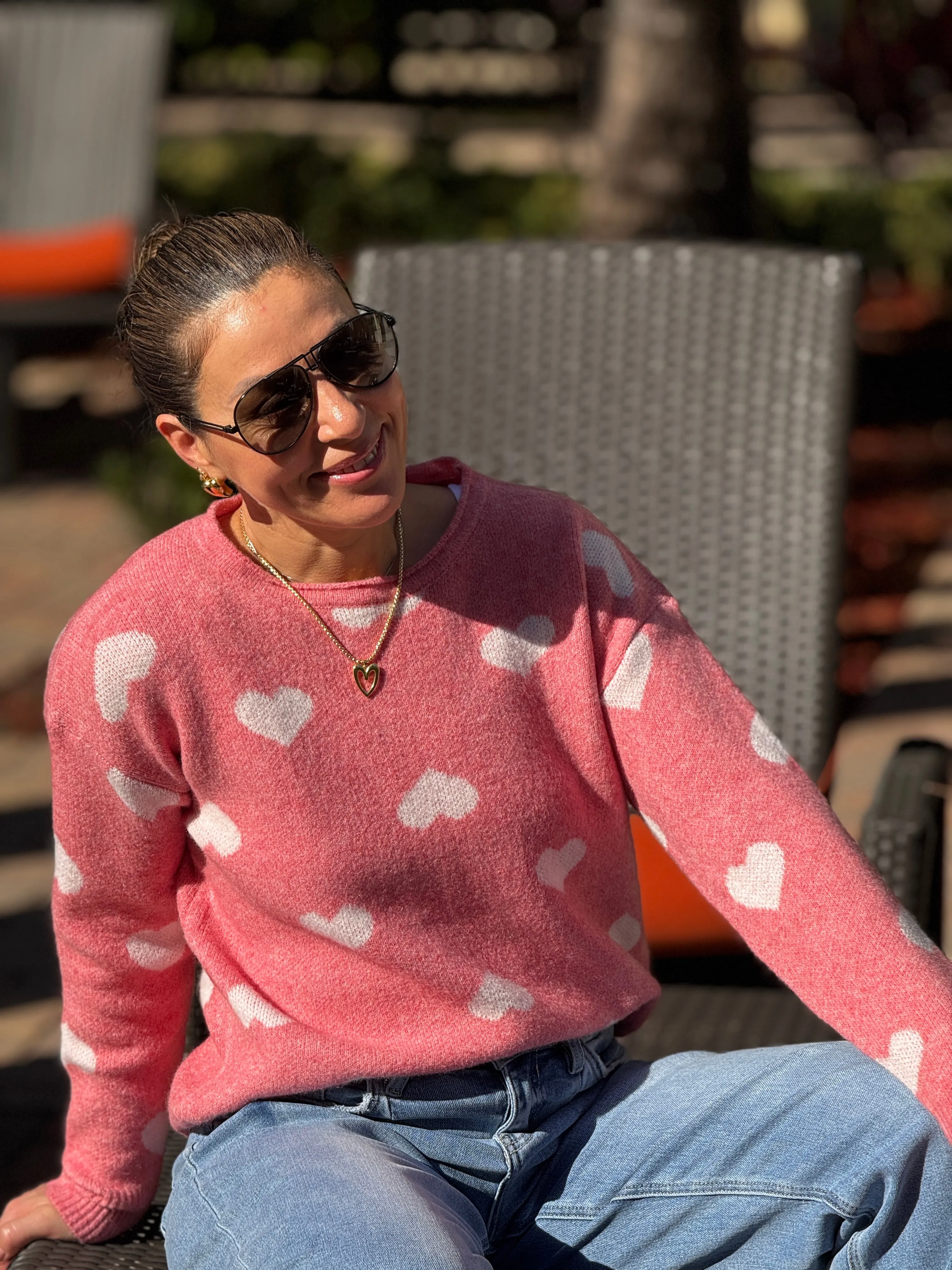 "Wanda" Heart Shape Long Sleeve Sweater