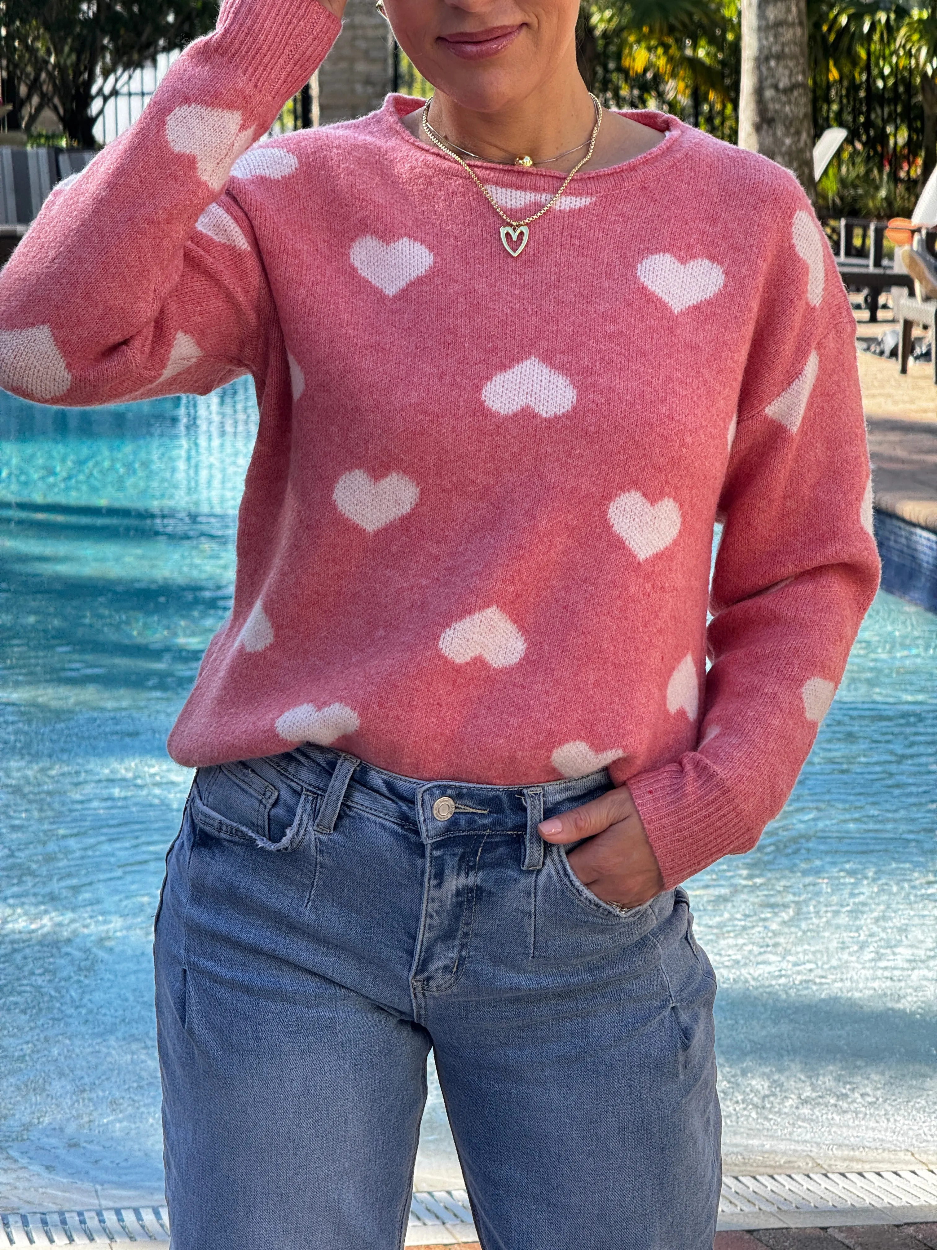 "Wanda" Heart Shape Long Sleeve Sweater
