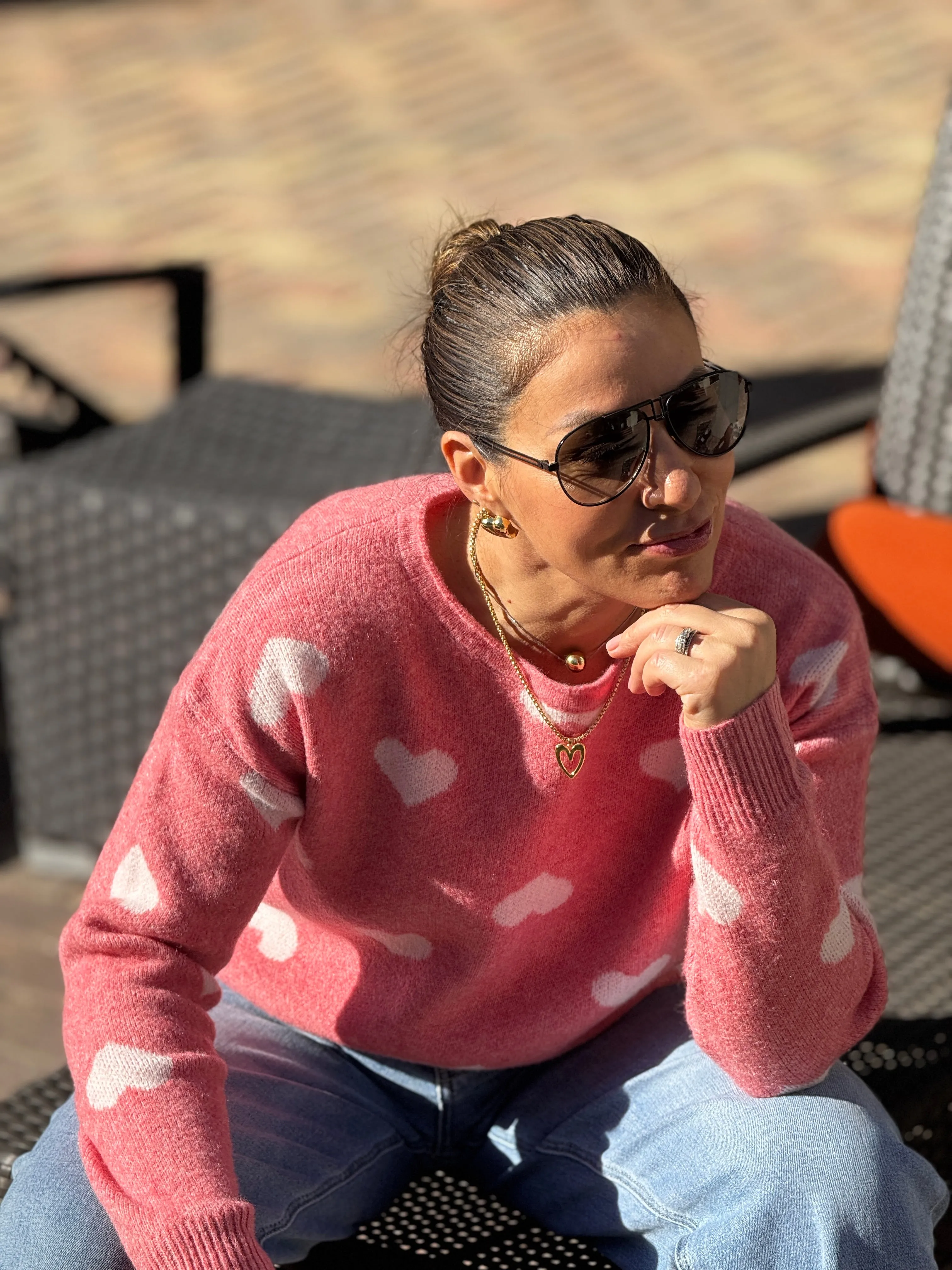 "Wanda" Heart Shape Long Sleeve Sweater