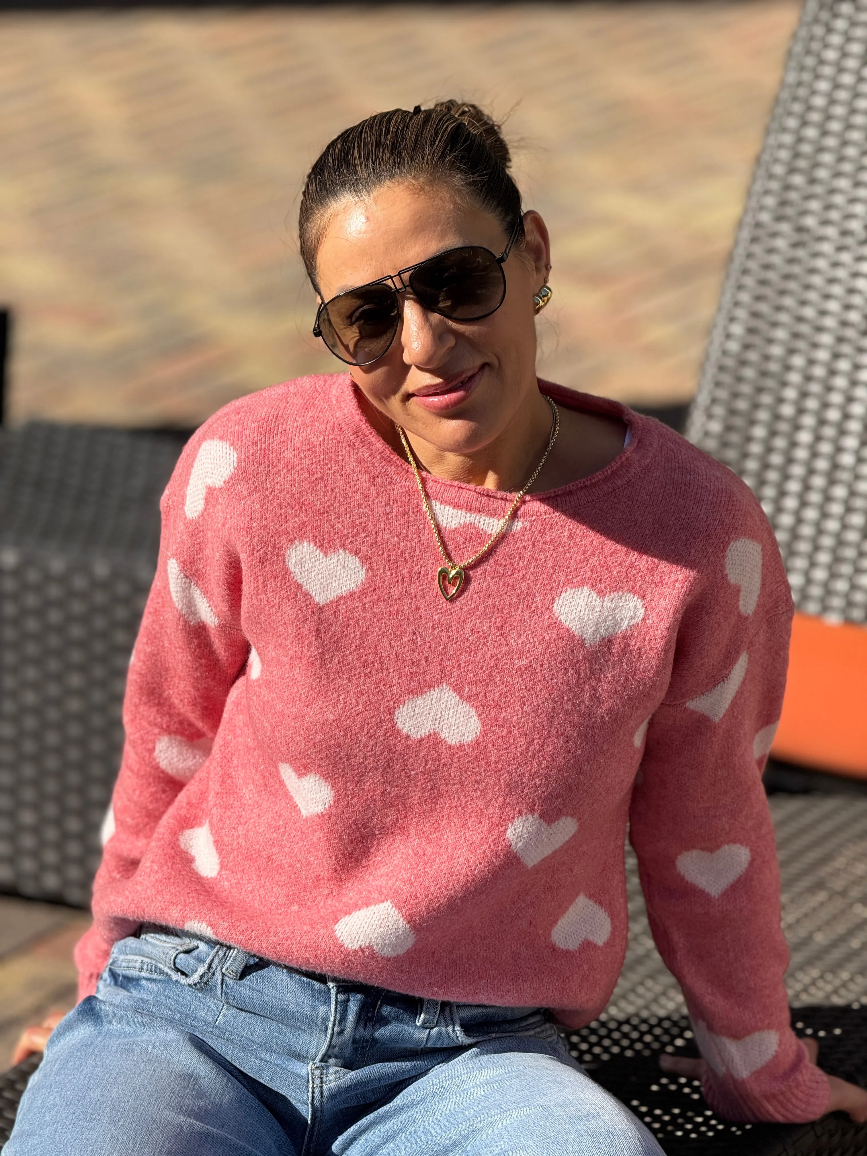 "Wanda" Heart Shape Long Sleeve Sweater